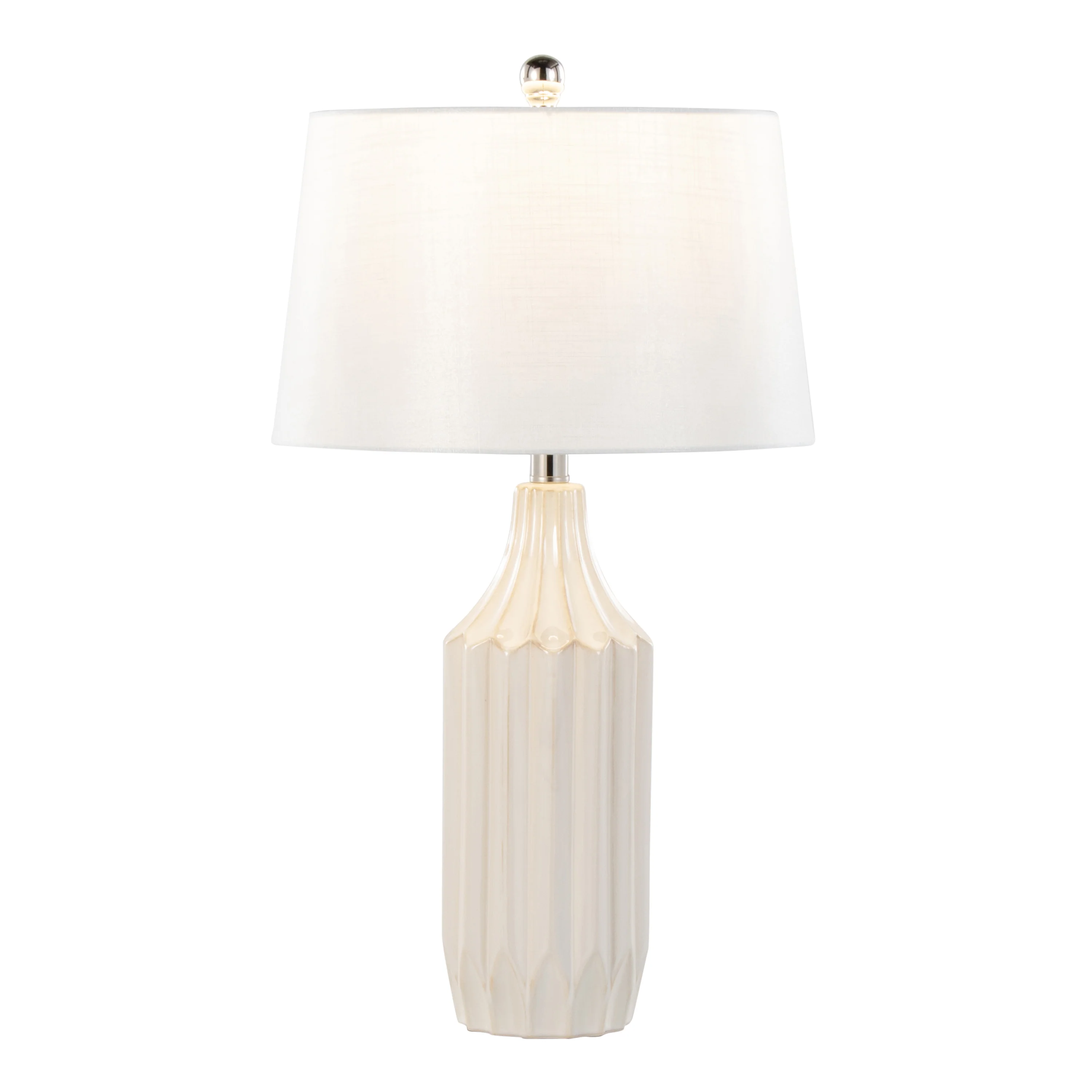 23 Table Lamp with Gloss Ceramic Base and Linen Shade