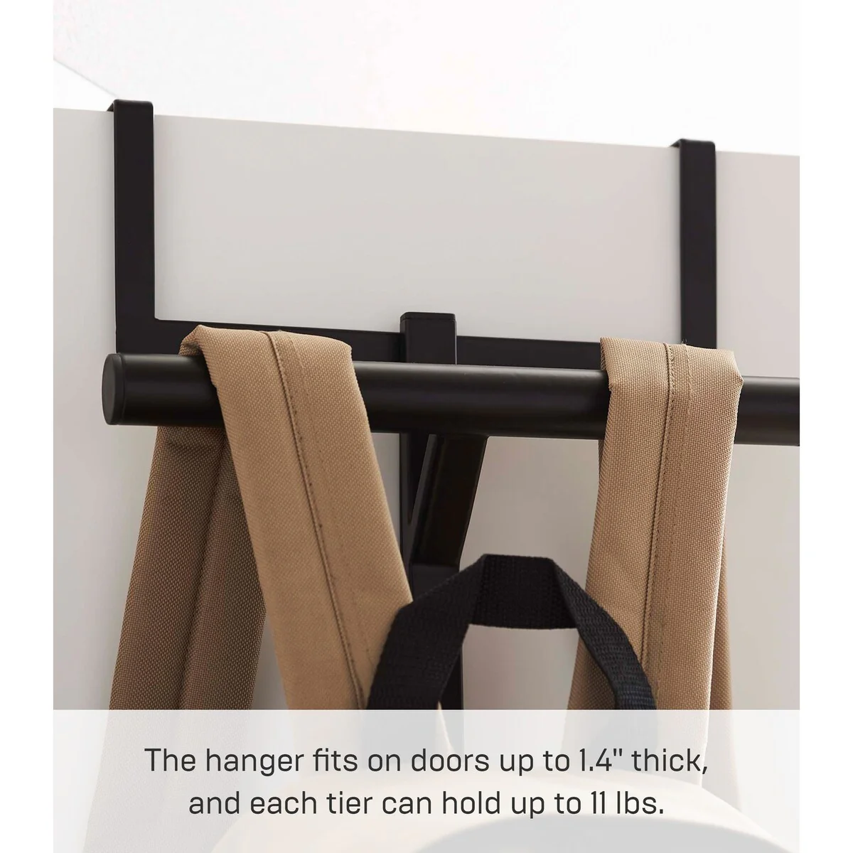 Yamazaki Home Over-the-Door Backpack Hanger, Steel, Holds 22 lbs - L 4.53 x W 10.43 x H 36.42 inches