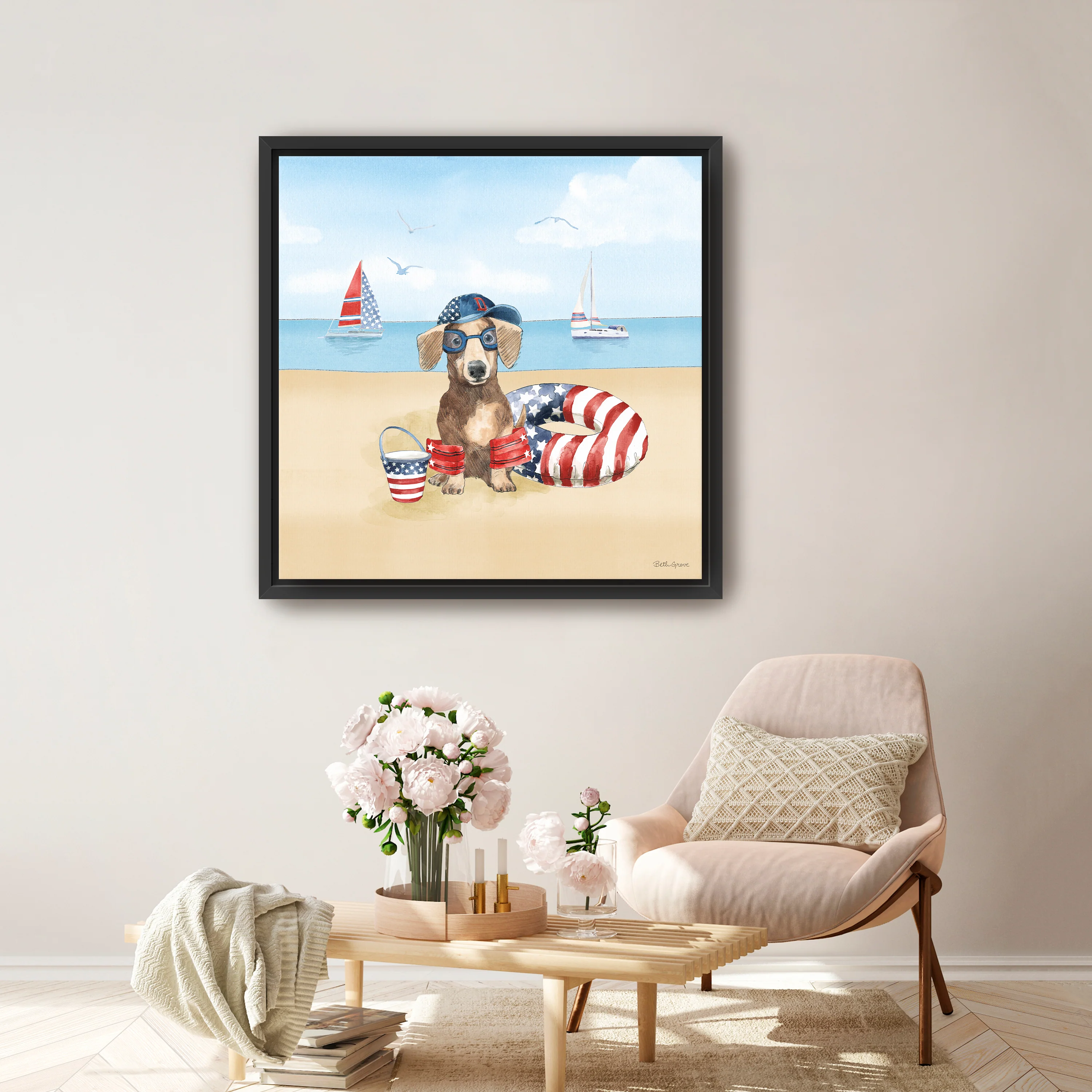 Summer Paws Patriotic III Canvas Giclee