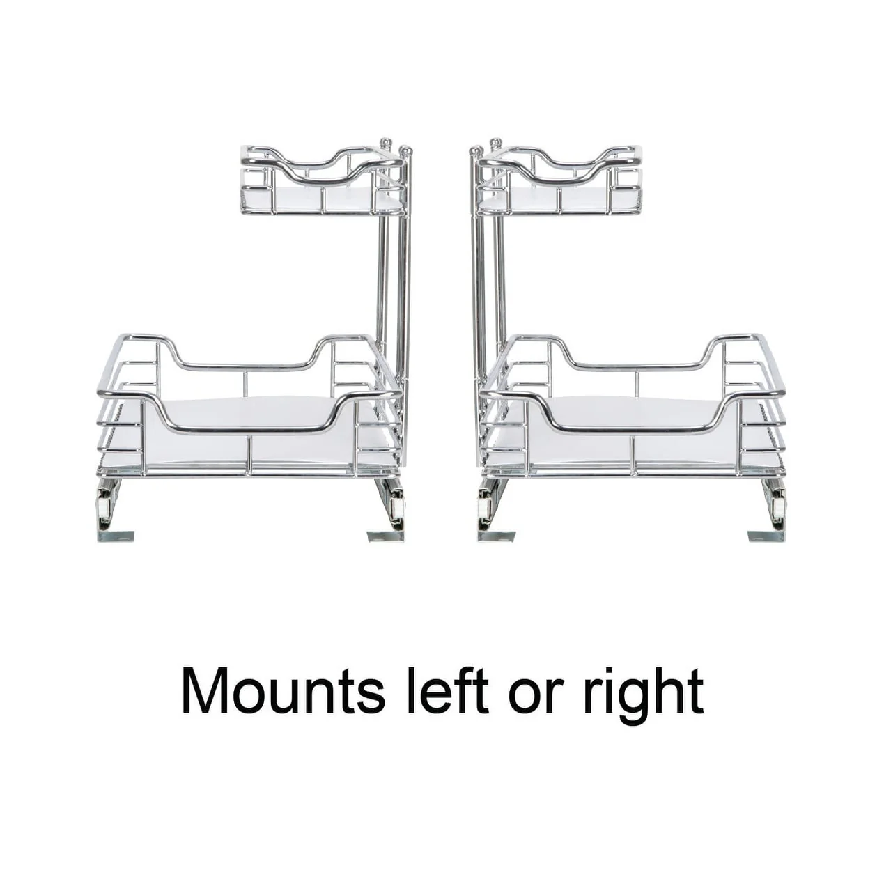 Household Essentials 2-Tier Steel Pull-Out/Slide-Out Storage Organizer with Plastic Liners