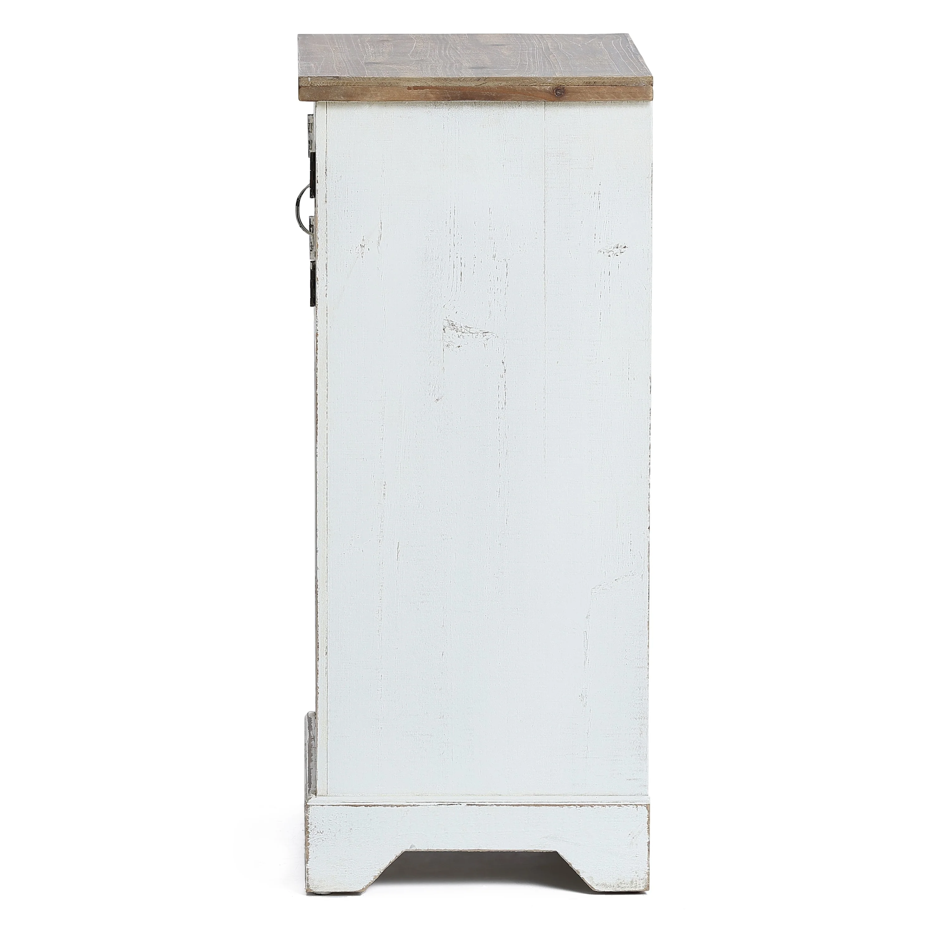 White and Natural Wood 2-Door Wine Cabinet - 30.9