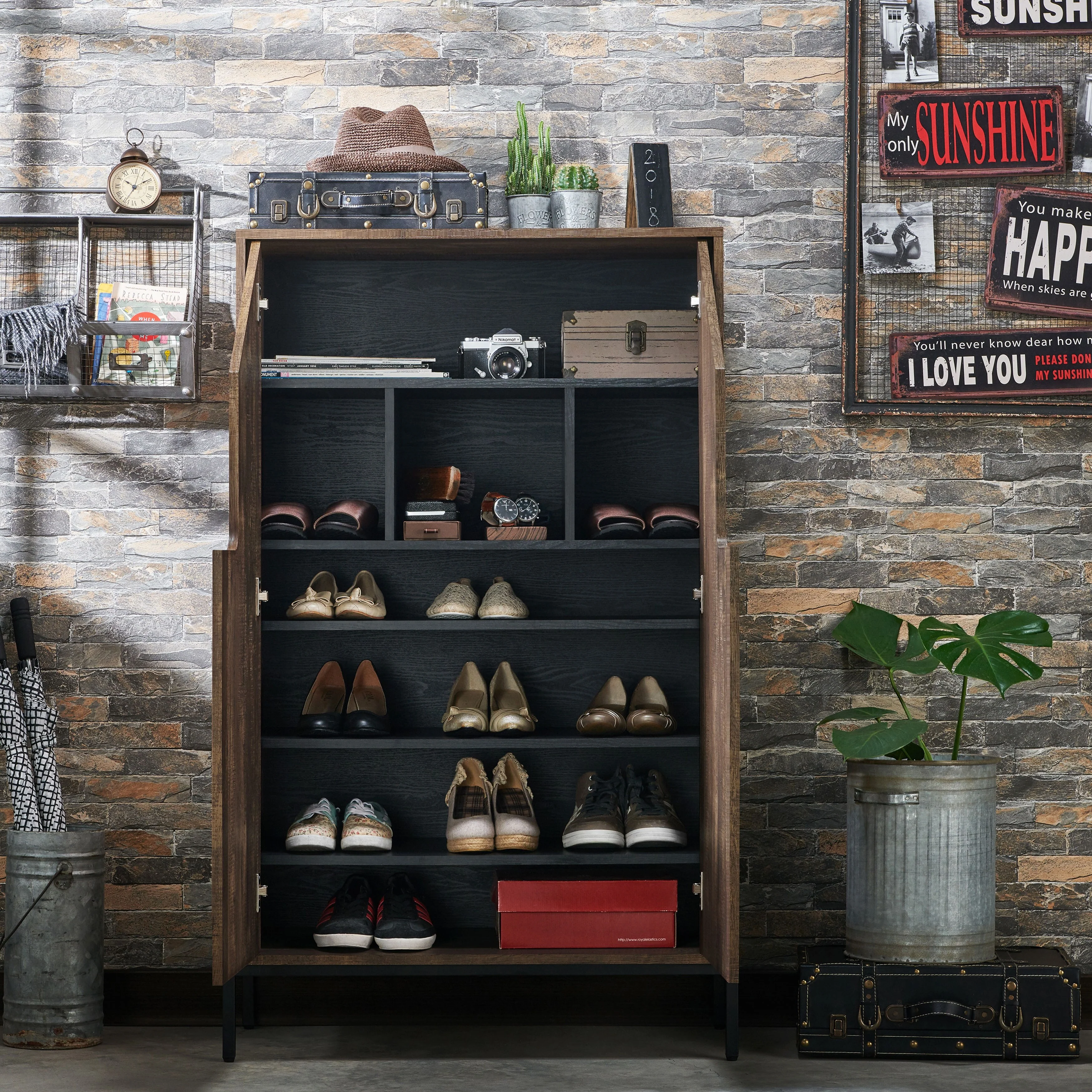 Cassini Rustic 8-shelf Shoe Cabinet by Carbon Loft