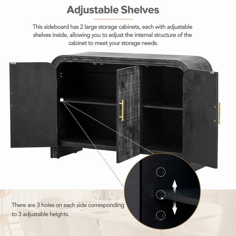 47.2''W Sideboard with Gold Handles and Adjustable Dividers - N/A