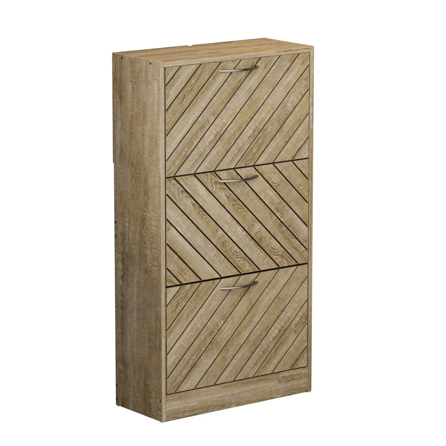 Kerrogee 18-Pair Shoe Storage Cabinet with 3 Flip Drawers Wood/ Grey