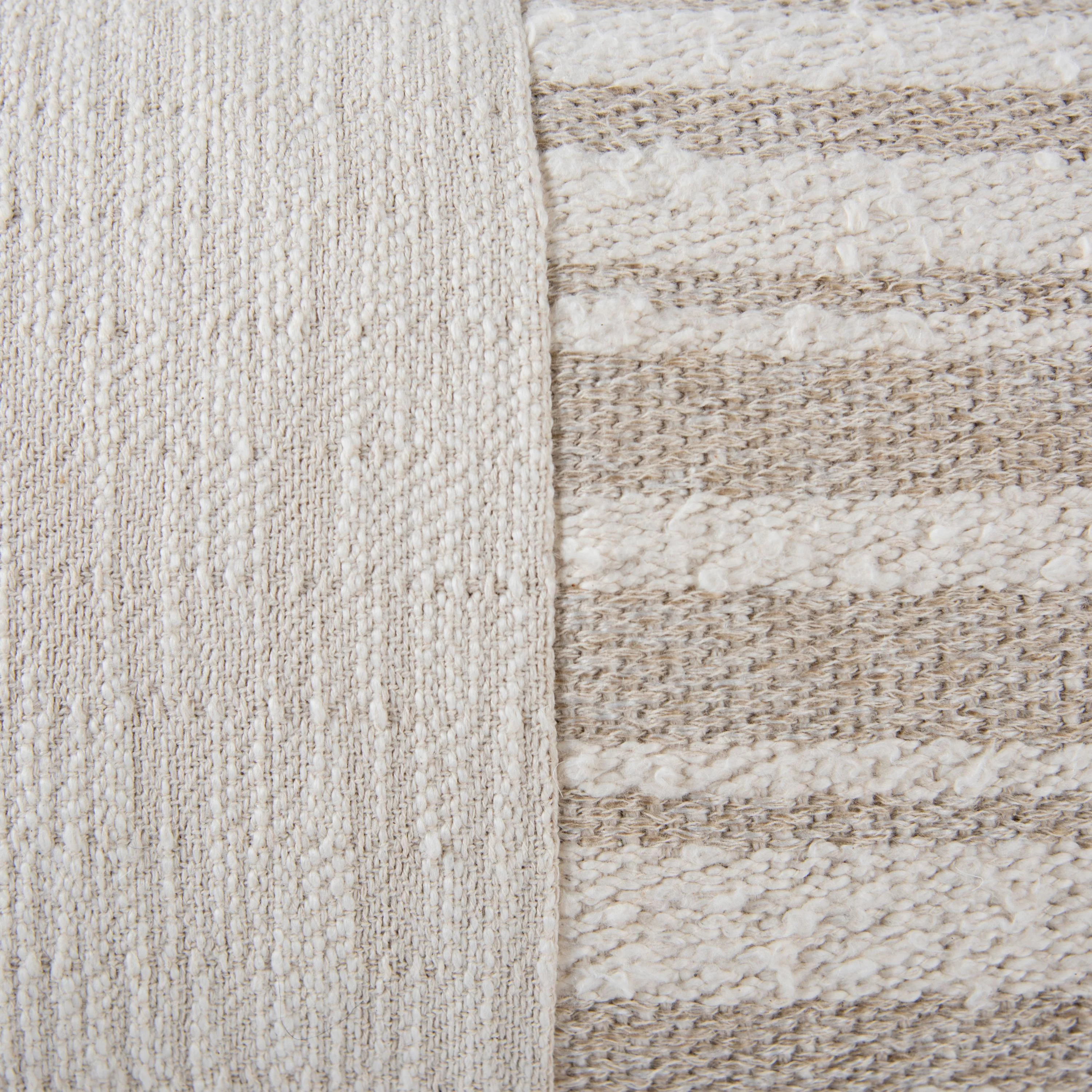 Woven Neutral Stripe Lumbar Throw Pillow