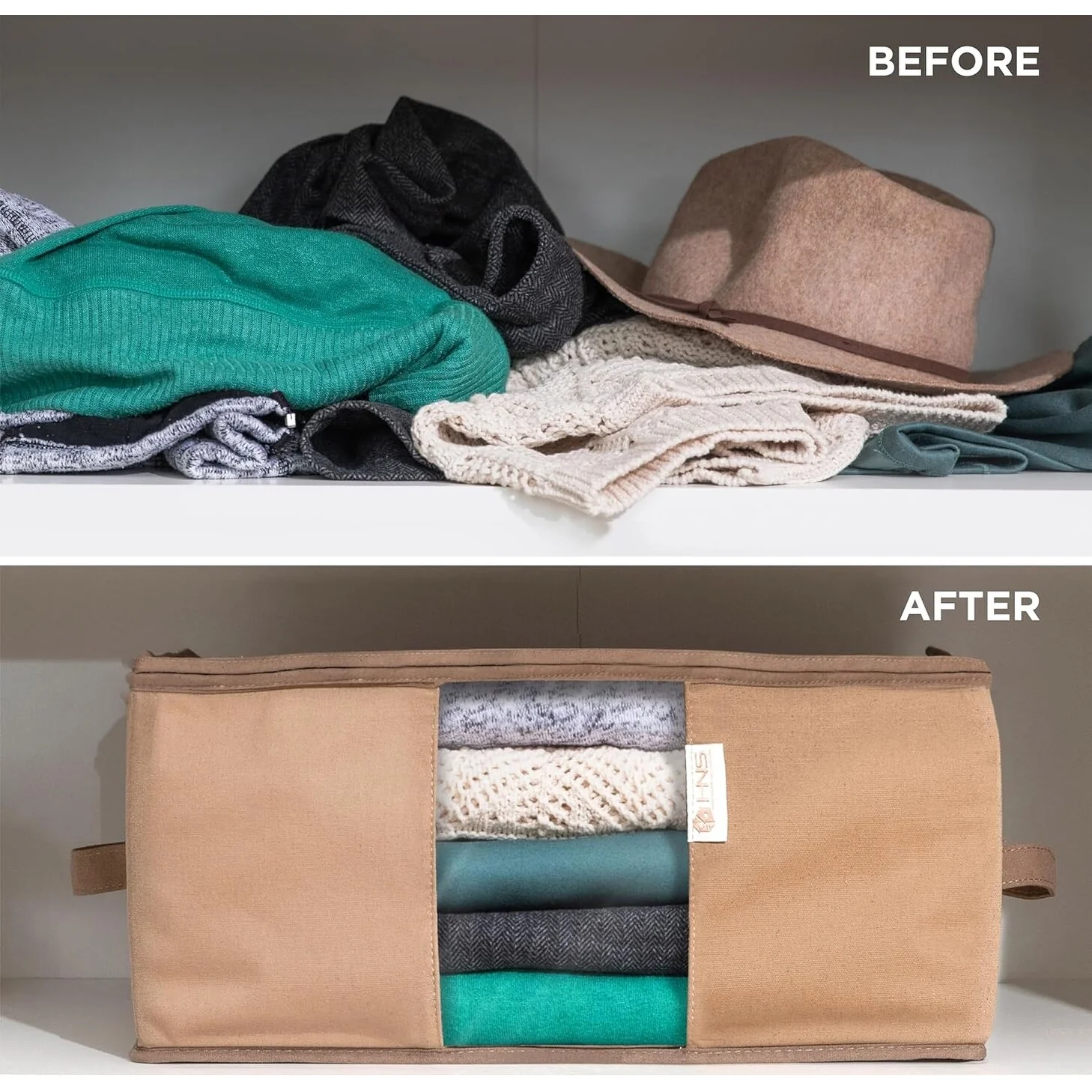 Clothes Storage Bag Organizer with Cedar Insert to Protect from Moths, Moist, Dirt, Dust etc. - Set of 2 Bags