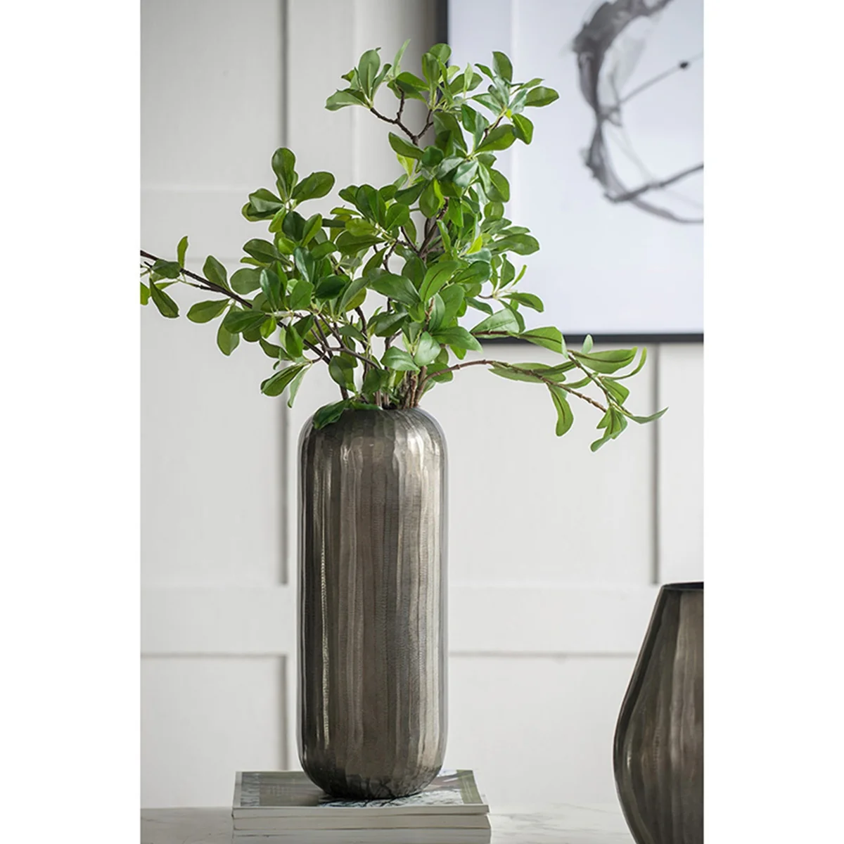 Medium Aluminum Layered Chisel Oval Vase