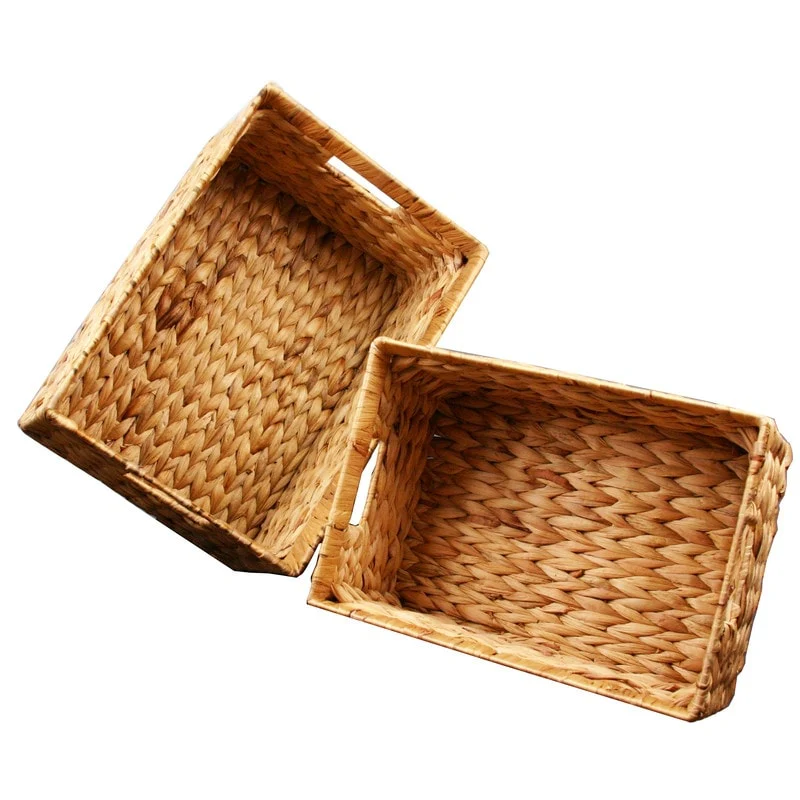 Water Hyacinth Rattan Nesting Storage Baskets 2-Pack - 14.5