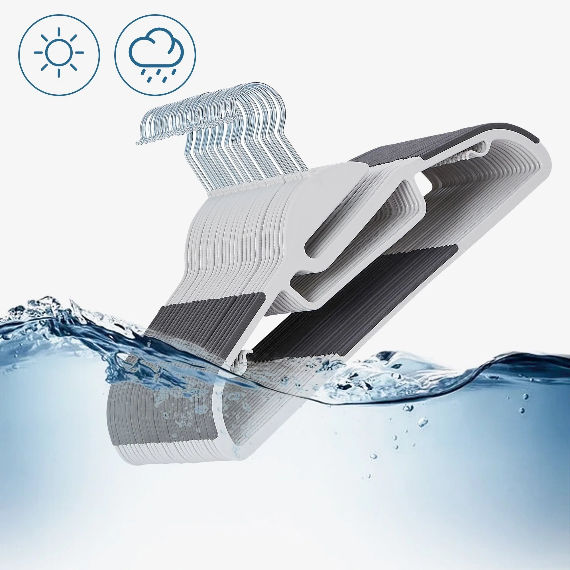 Non-Slip Plastic Clothes Hangers with clips Heavy Duty Dry Wet Clothes Hangers Space-Saving Swivel Hook