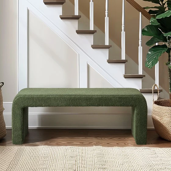 Goldmine Upholstered Bench with Curved Seat