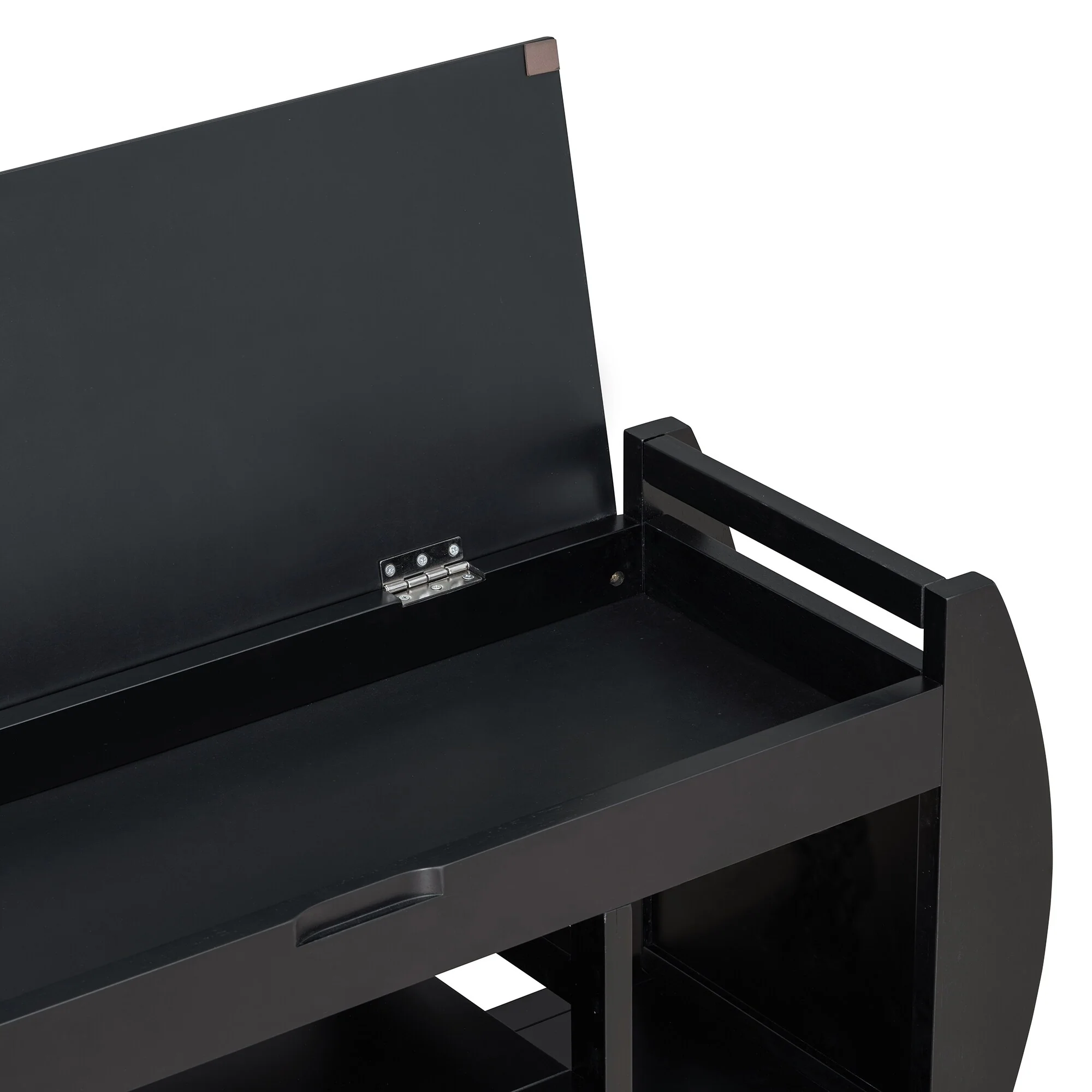 Multifunctional Storage Bench with Cushion and Curved Side Panel for Entrance and Living Room