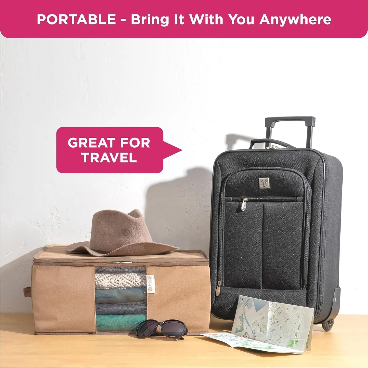 Clothes Storage Bag Organizer with Cedar Insert to Protect from Moths, Moist, Dirt, Dust etc. - Set of 2 Bags