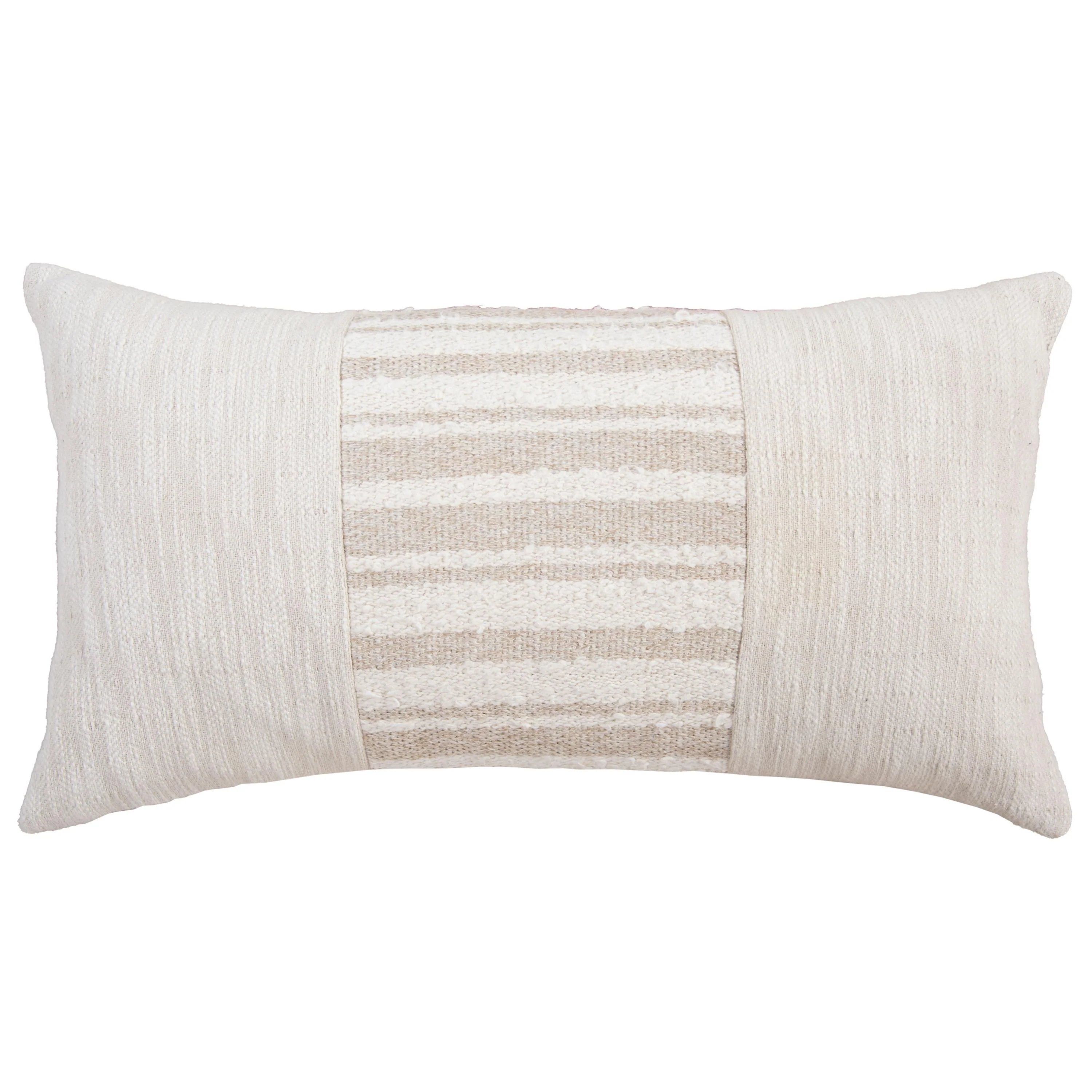 Woven Neutral Stripe Lumbar Throw Pillow