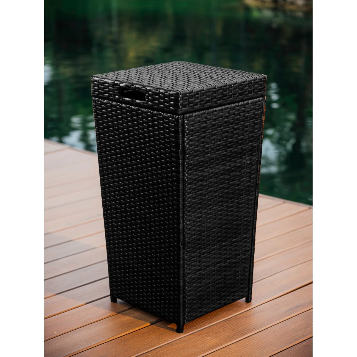 Nestl Outdoor Patio 30 Gallon Durable Wicher Trash Can with Lid