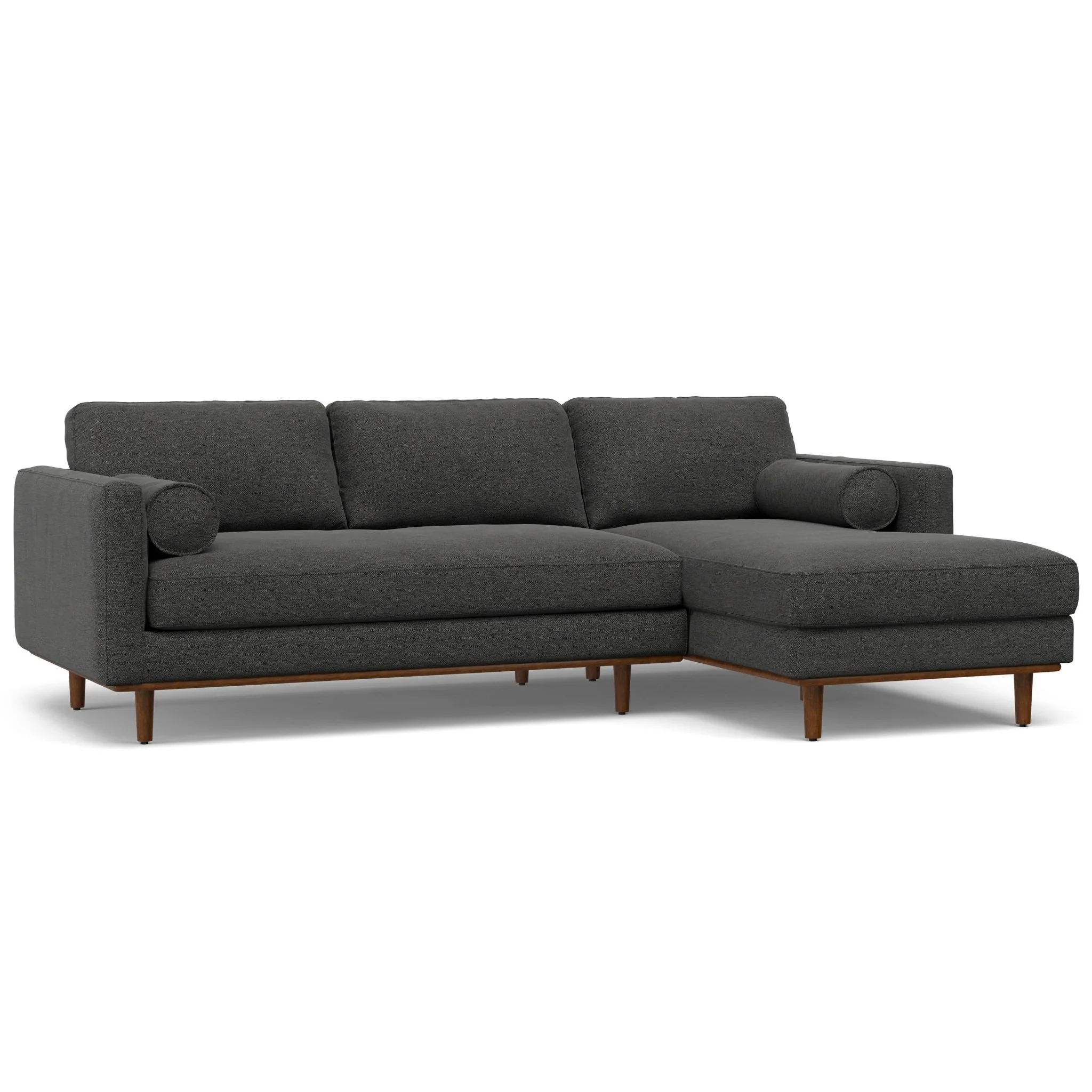 Euphorique Upholstered Right Sectional Sofa with 2 Bolster Pillows and 3 Loose Back Cushions