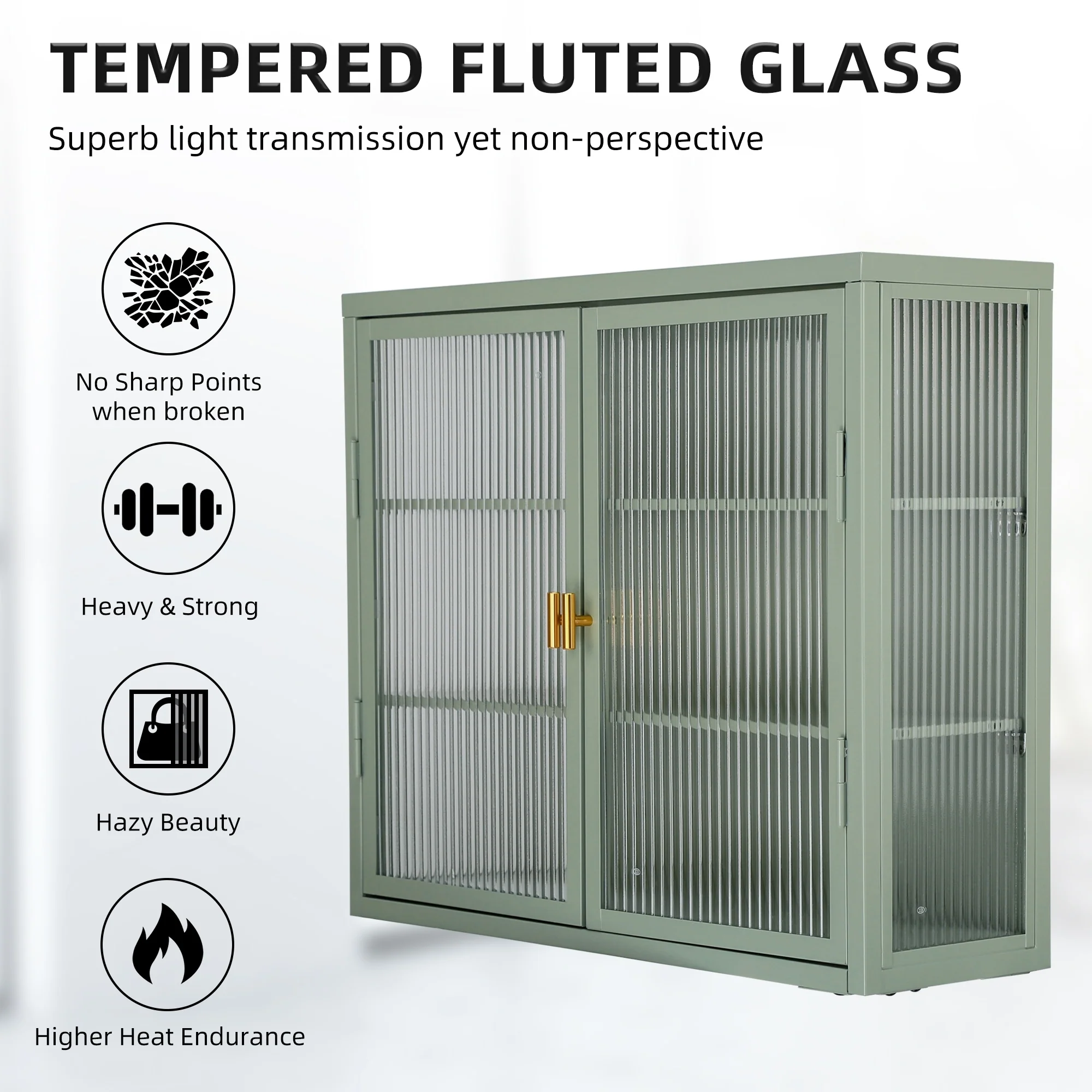 Retro Style Glass Door Wall Cabinet