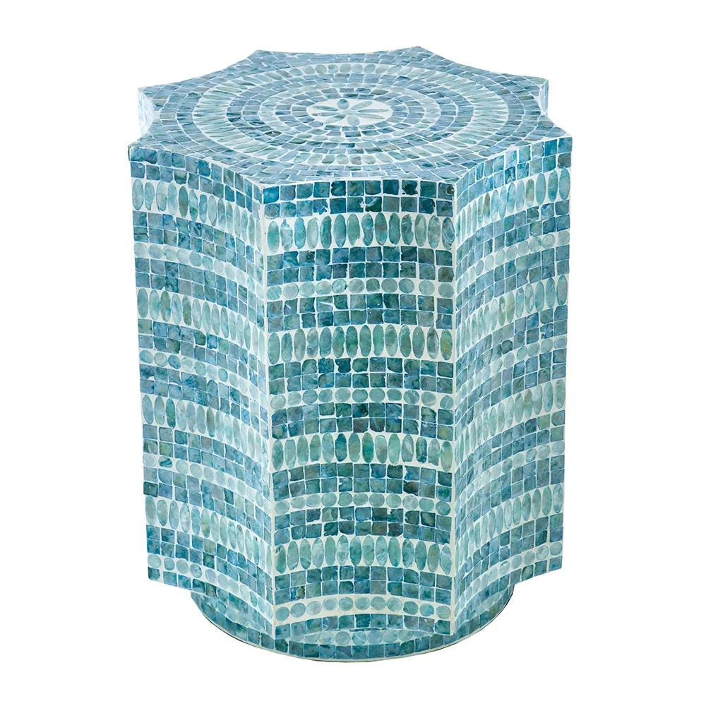 Blue Scalloped Capiz Side Table