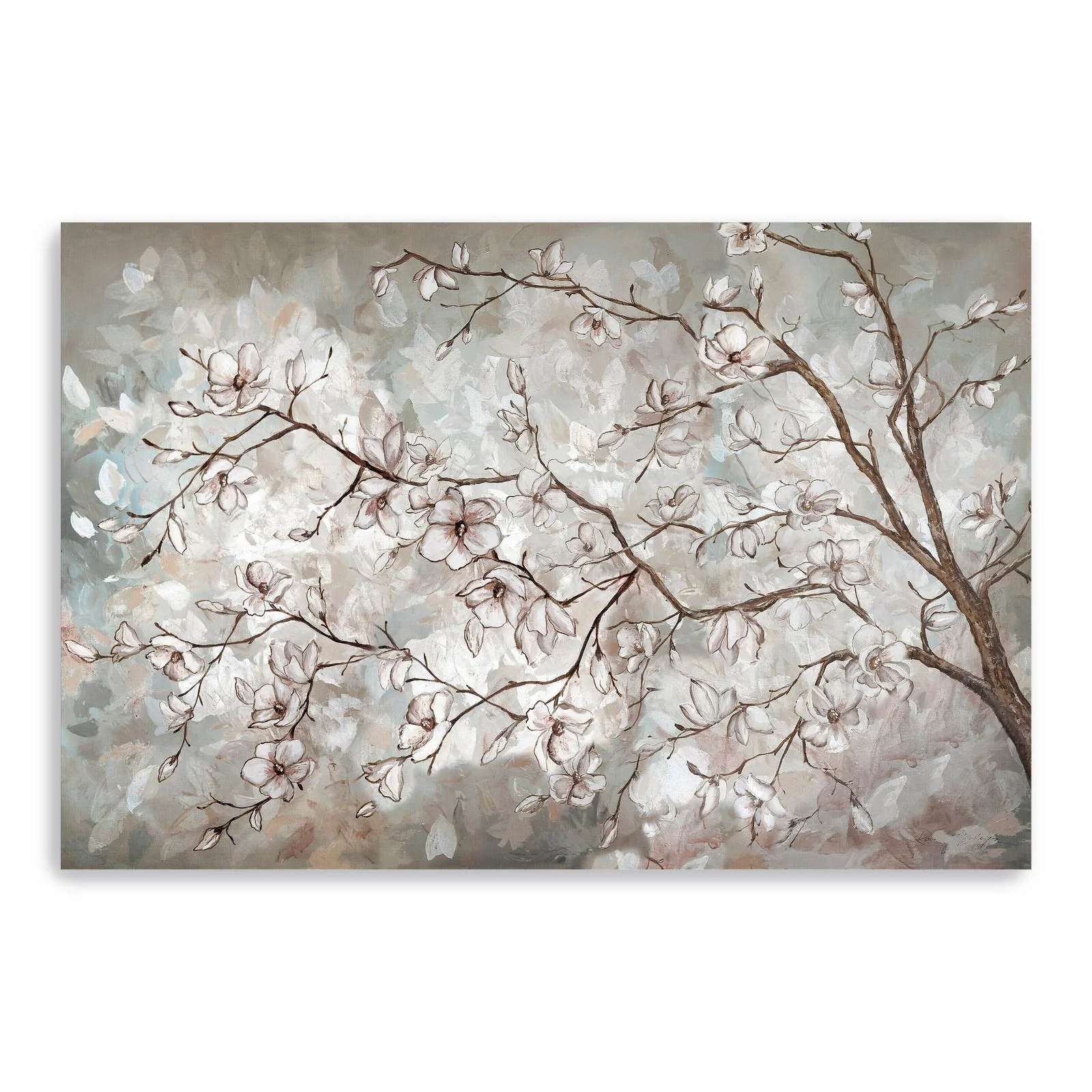 Magnolia Branches Neutral Landscape Canvas Giclee Wall Art