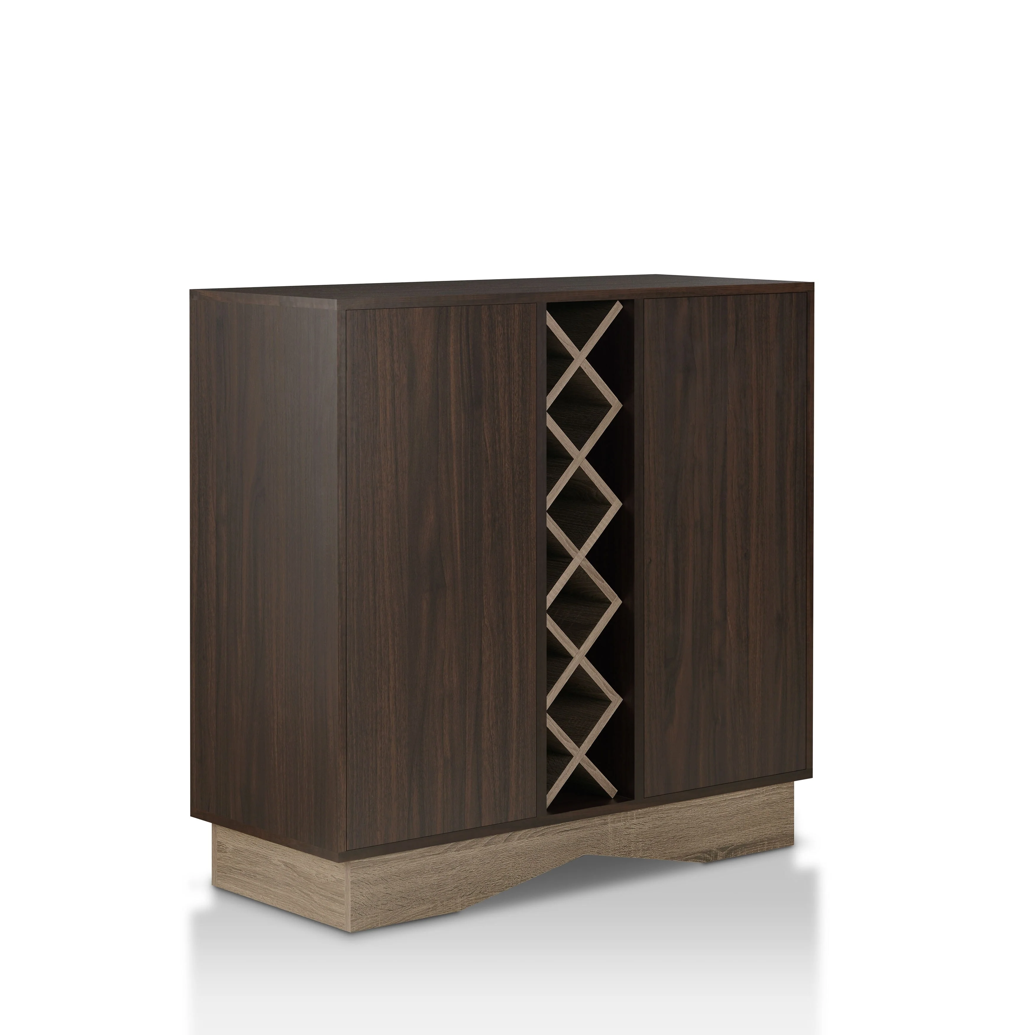 Furniture of America Lymu Contemporary Brown Wood 5-shelf Wine Cabinet