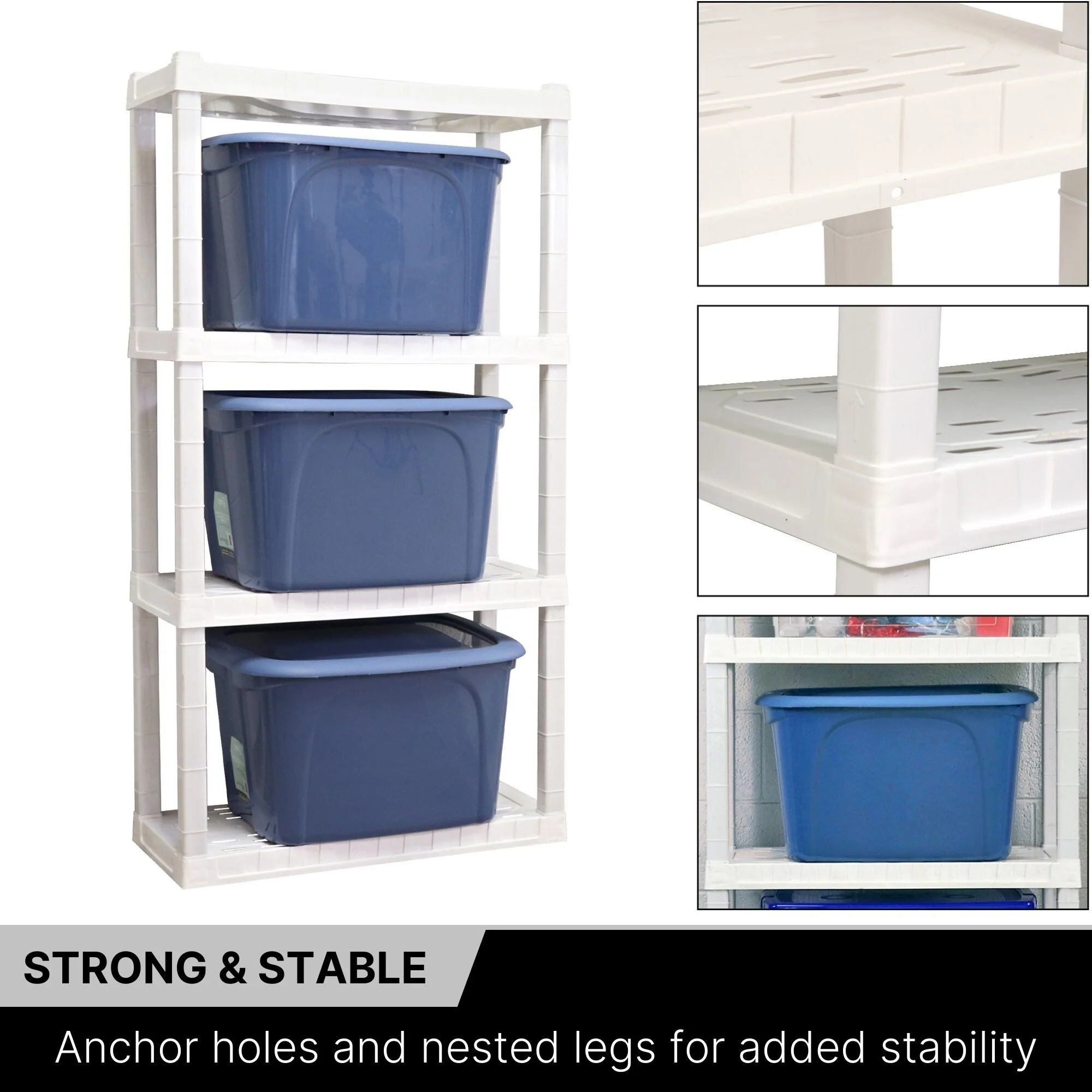 Oskar 4-Tier Heavy Duty Shelving Unit W30 x D14 x H57 Home Storage White