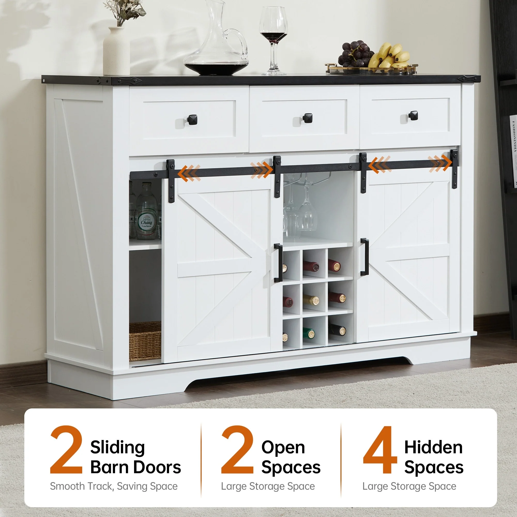 Ukuowu Farmhouse Buffet Cabinet with Storage for Kitchen, Dining Room, Reclaimed Barnwood