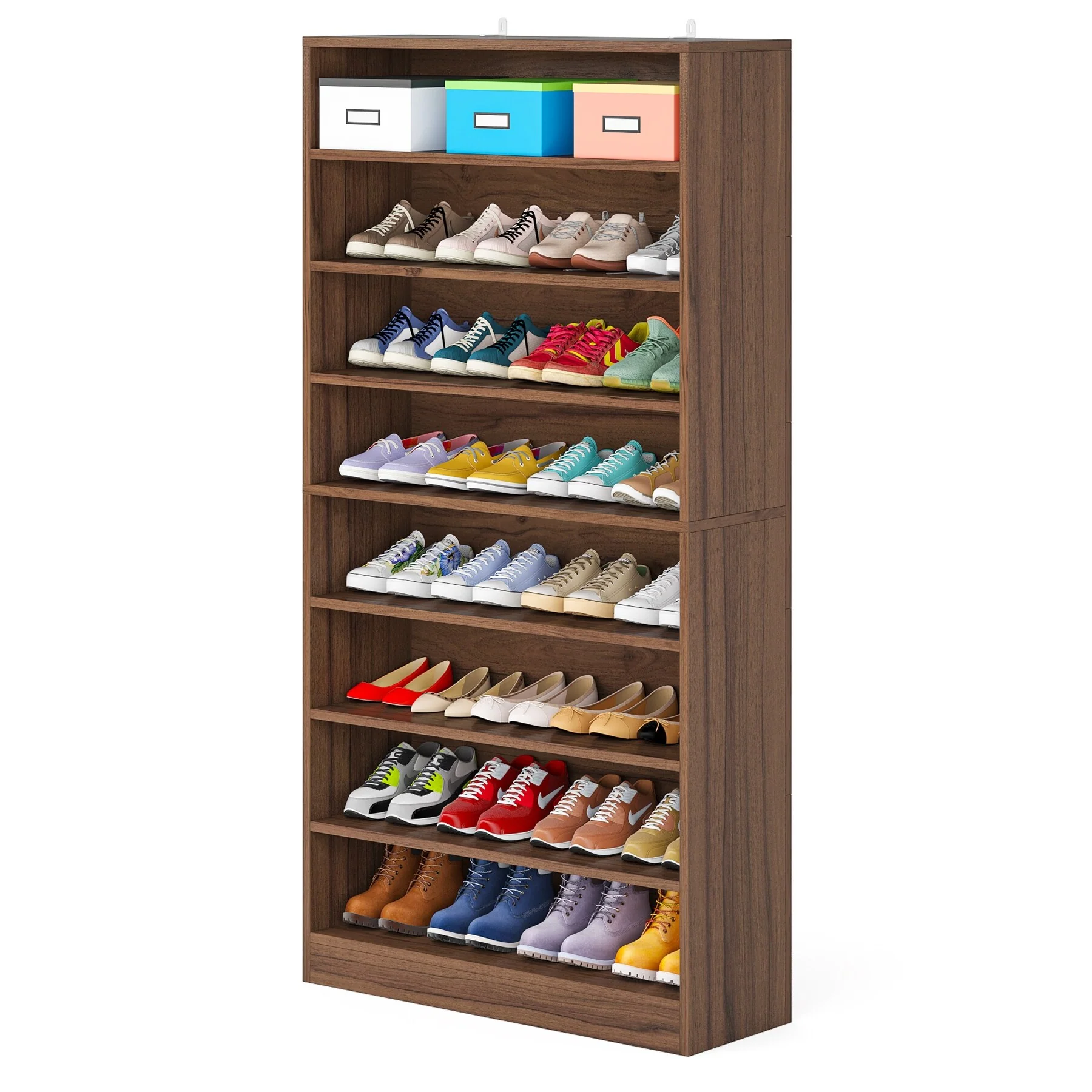 9 Tiers Tall Shoe Storage Rack Cabinet with Open Shelf for Entryway