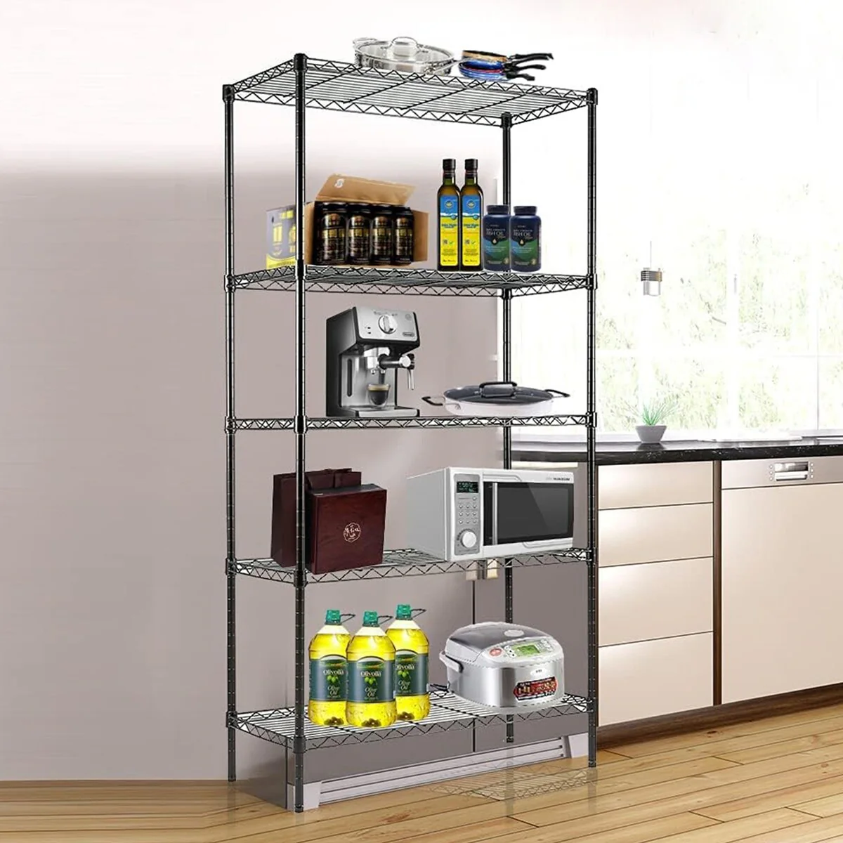 4/5-Tier Steel Shelving Unit Heavy-Duty Storage Rack