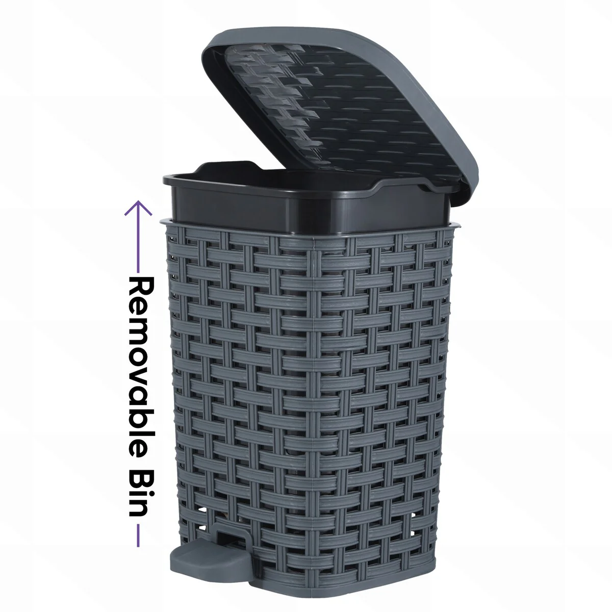 Superio Rattan Step On Trash Can with Removable Liner