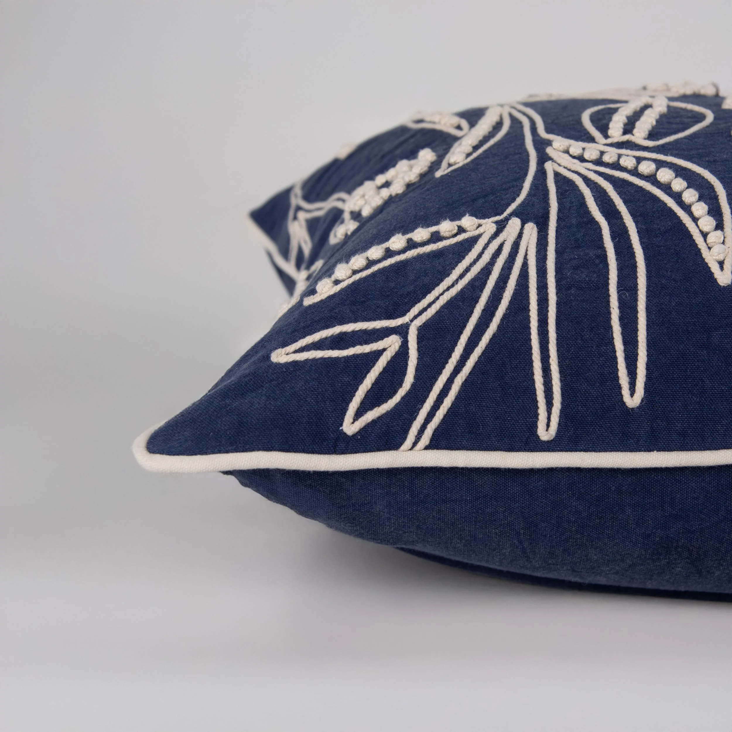 Botanical Embroidered Throw Pillow