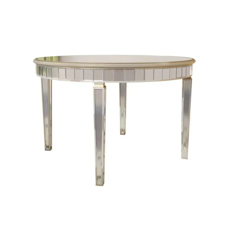Round Glass Dining Table with Mirror Top