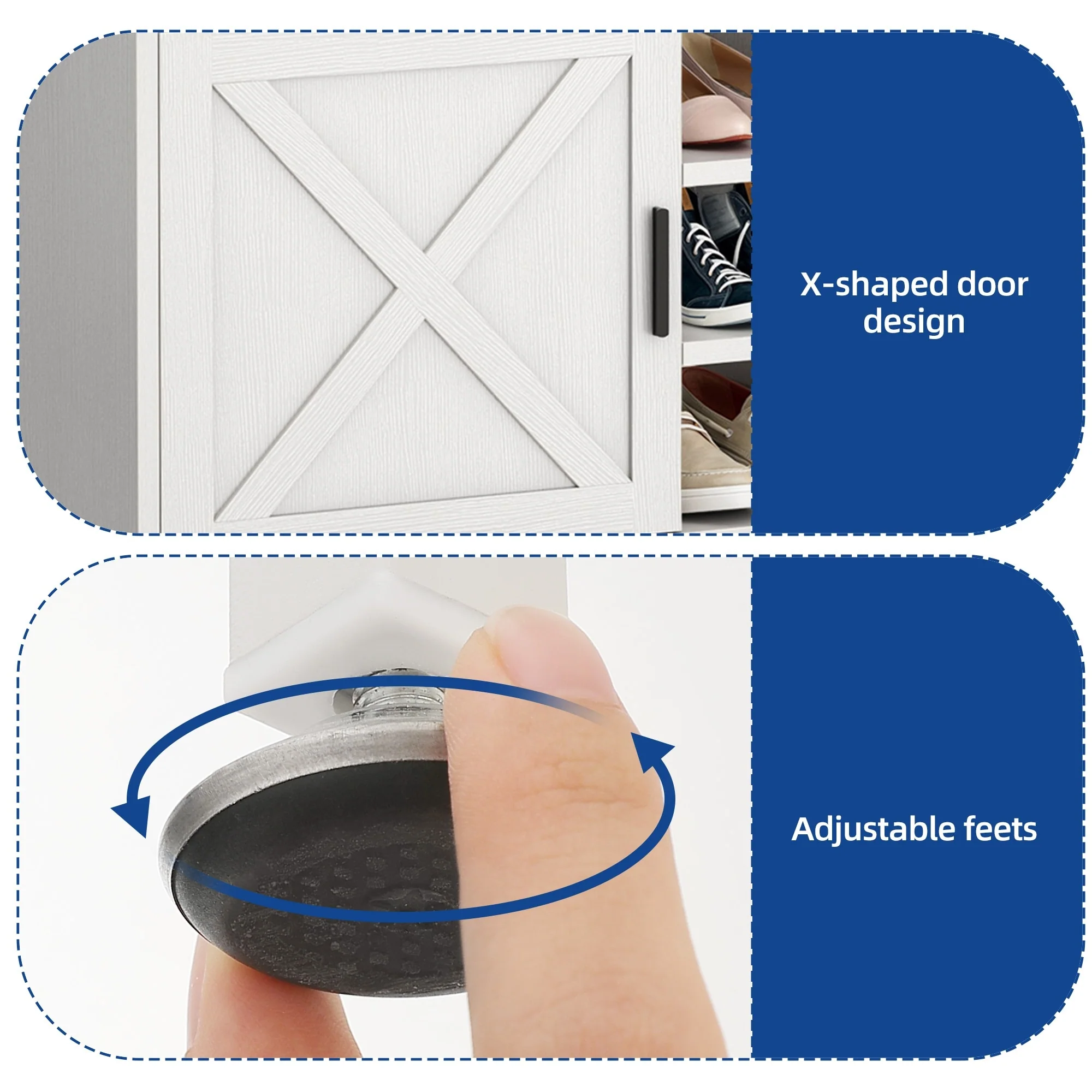 Moasis Farmhouse Hall Tree with Bench and Shoe Storage with 10 Hooks for Entryway