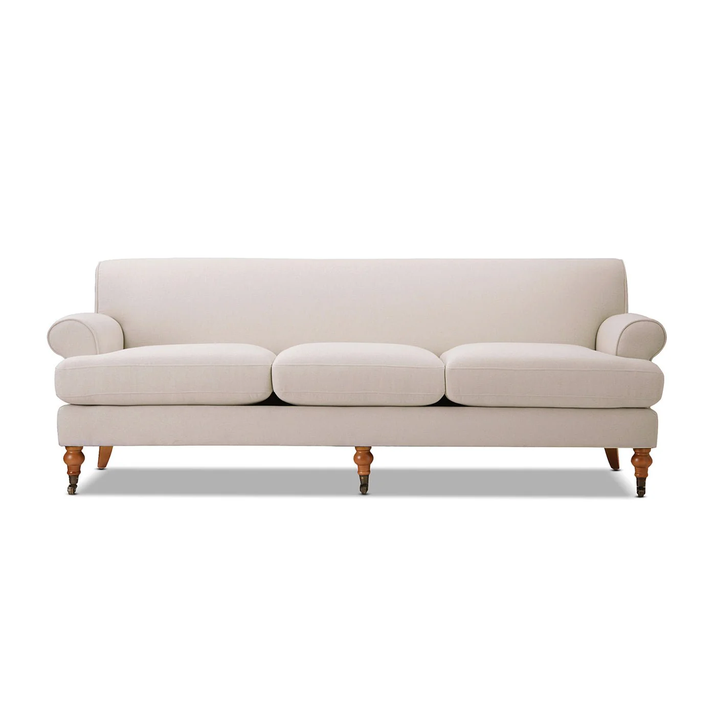 Creations Upholstered Sofa with Metal Casters and 3 Cushions Tightback