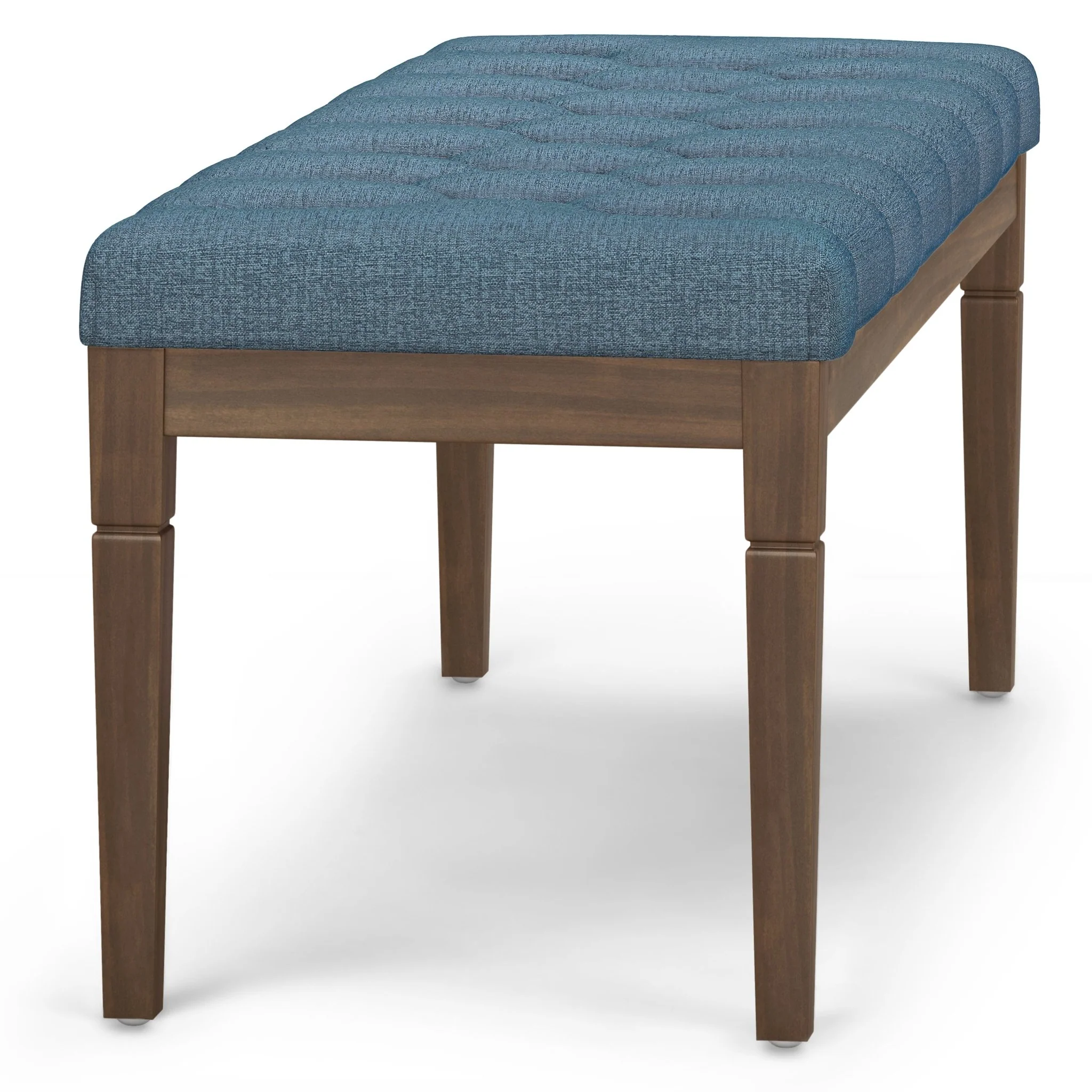 Hushed Upholstered Tufted Ottoman Bench with Carved Legs