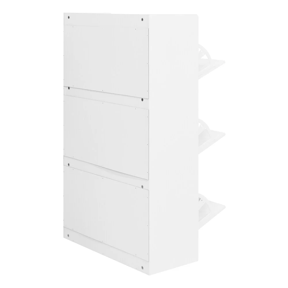 Free Standing Wood Shoe Storage Cabinet with 3 Flip Drawers