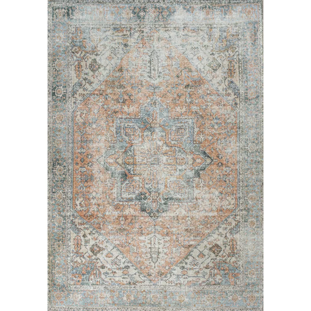 Armae Distressed Medallion Chenille Machine-Washable Area Rug