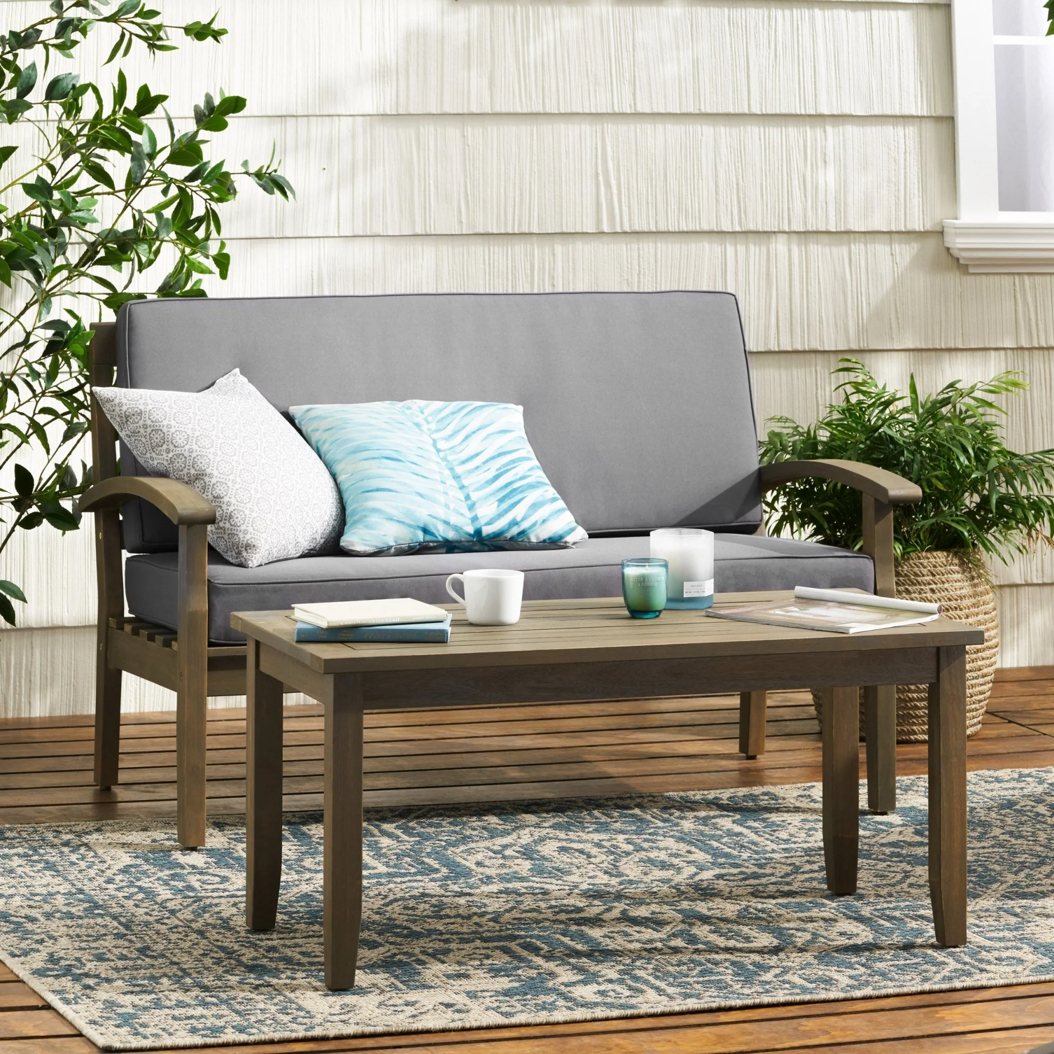 Outdoor Chat Set with Coffee Table and Loveseat