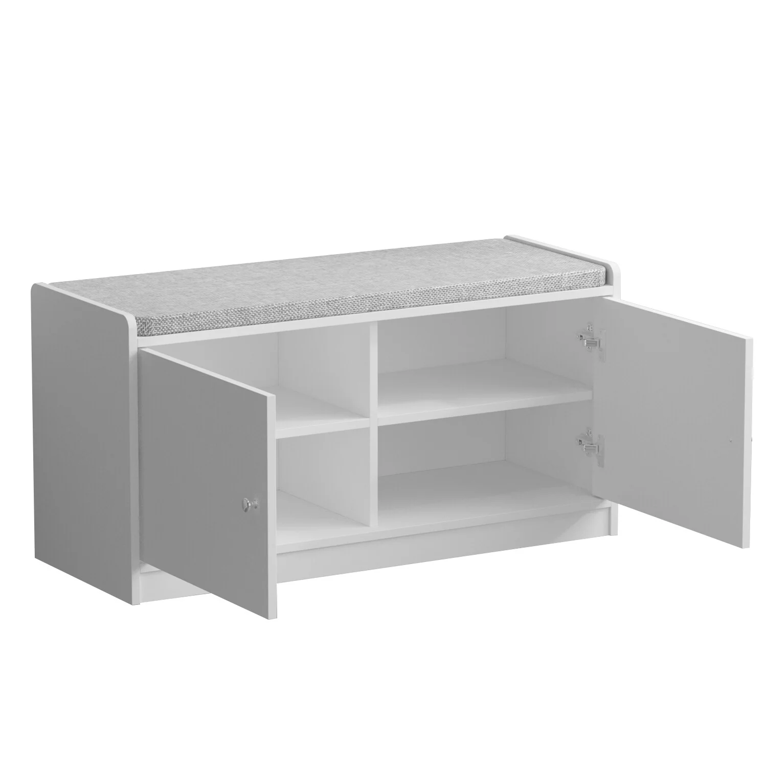Hallway Shoes Storage Cabinet Bench with 2-Door & Padded Seat Cushion