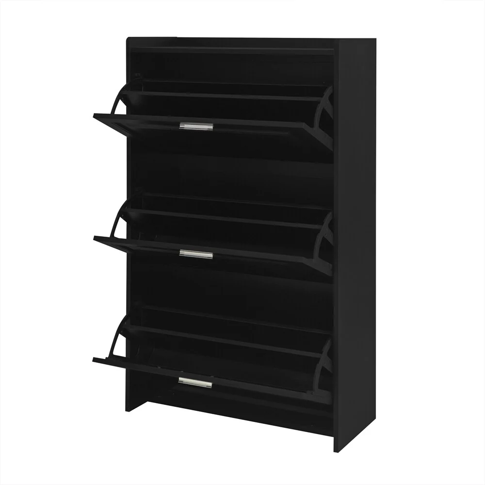 Free Standing Wood Shoe Storage Cabinet with 3 Flip Drawers