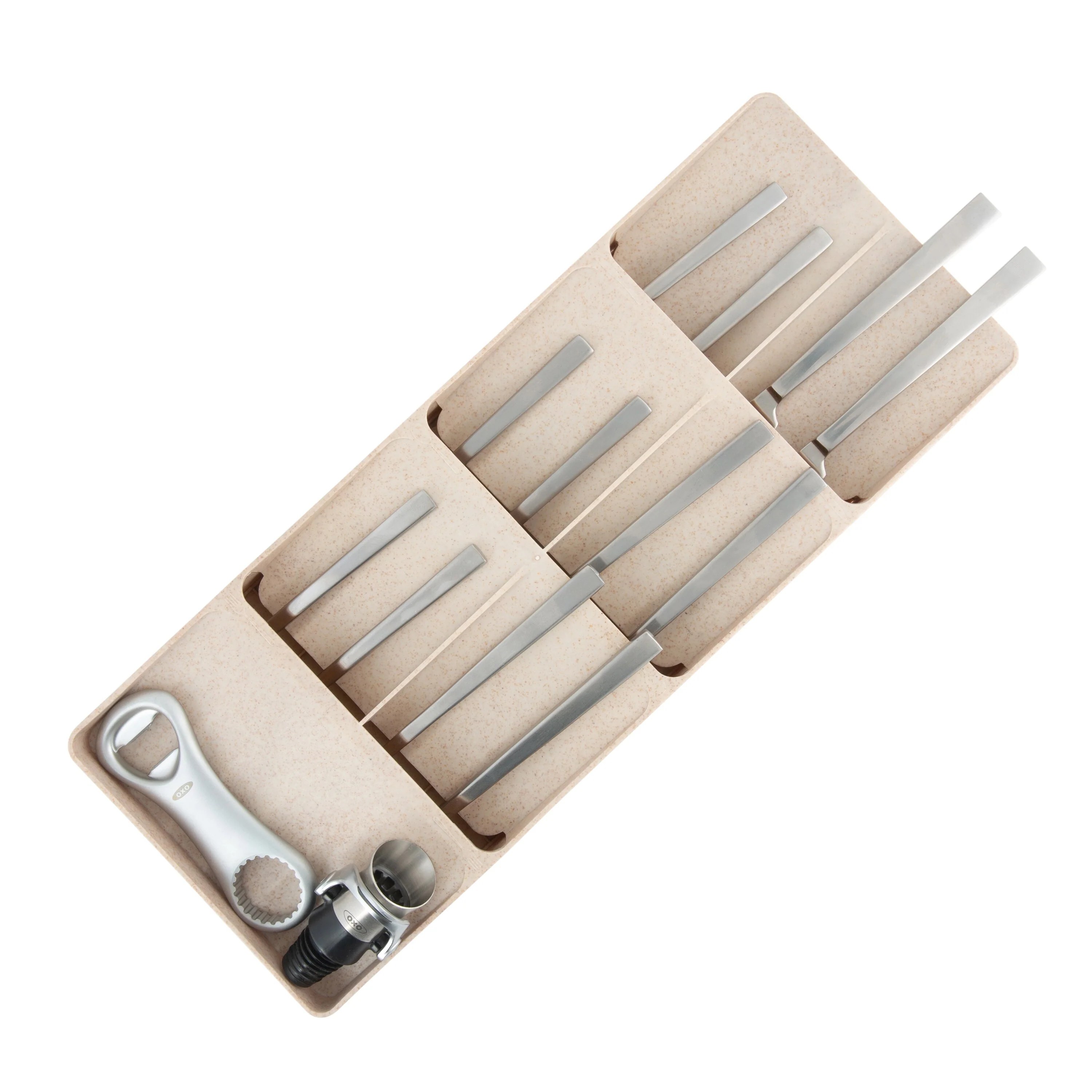 Kitchen Details 7 Compartment Cutlery Organizer in Natural - Brown - 15.7