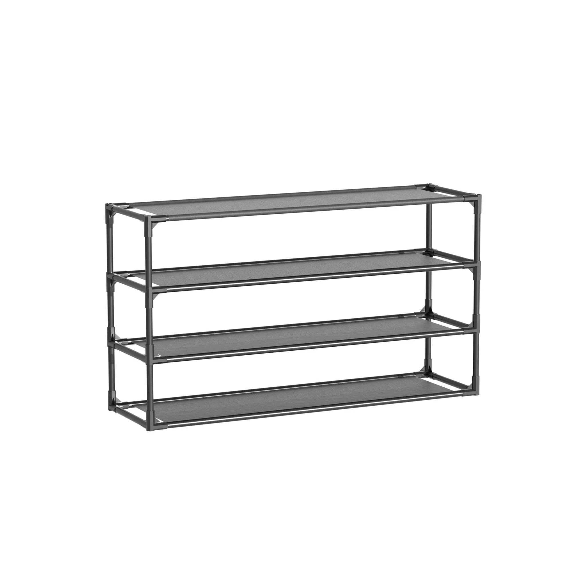 4 Tier Shoe Rack Detachable Non-Woven Waterproof Fabric Shoe Organizer Tower Black