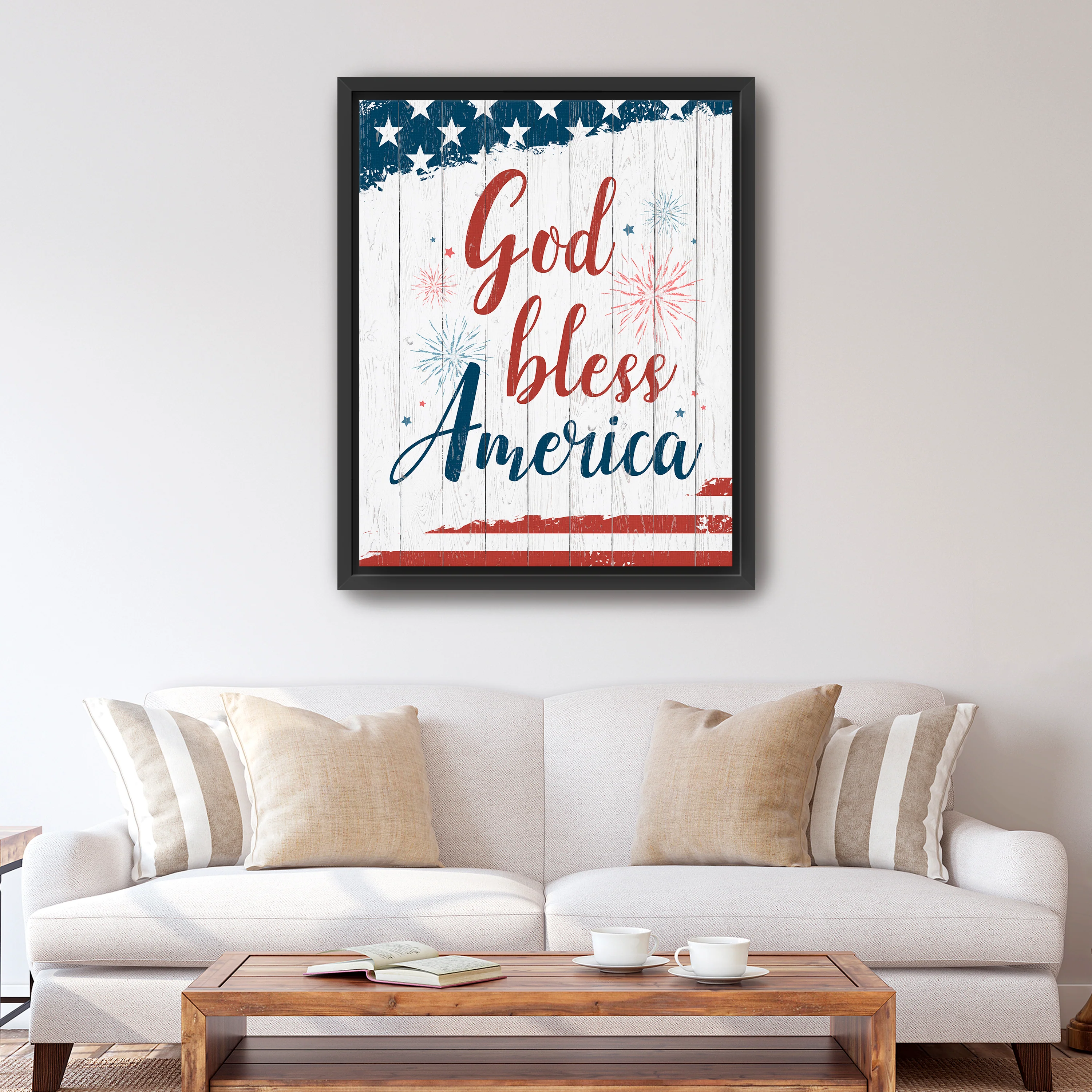 Fireworks God Bless America Canvas Giclee