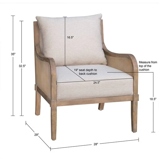 Upholstered Accent Chair with Removable Back Cushion and Curved Arms