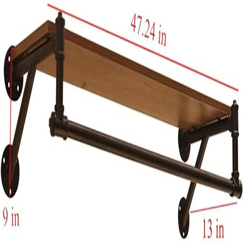 Clothing Rack Wall Mounted with Top Shelf - 47.24