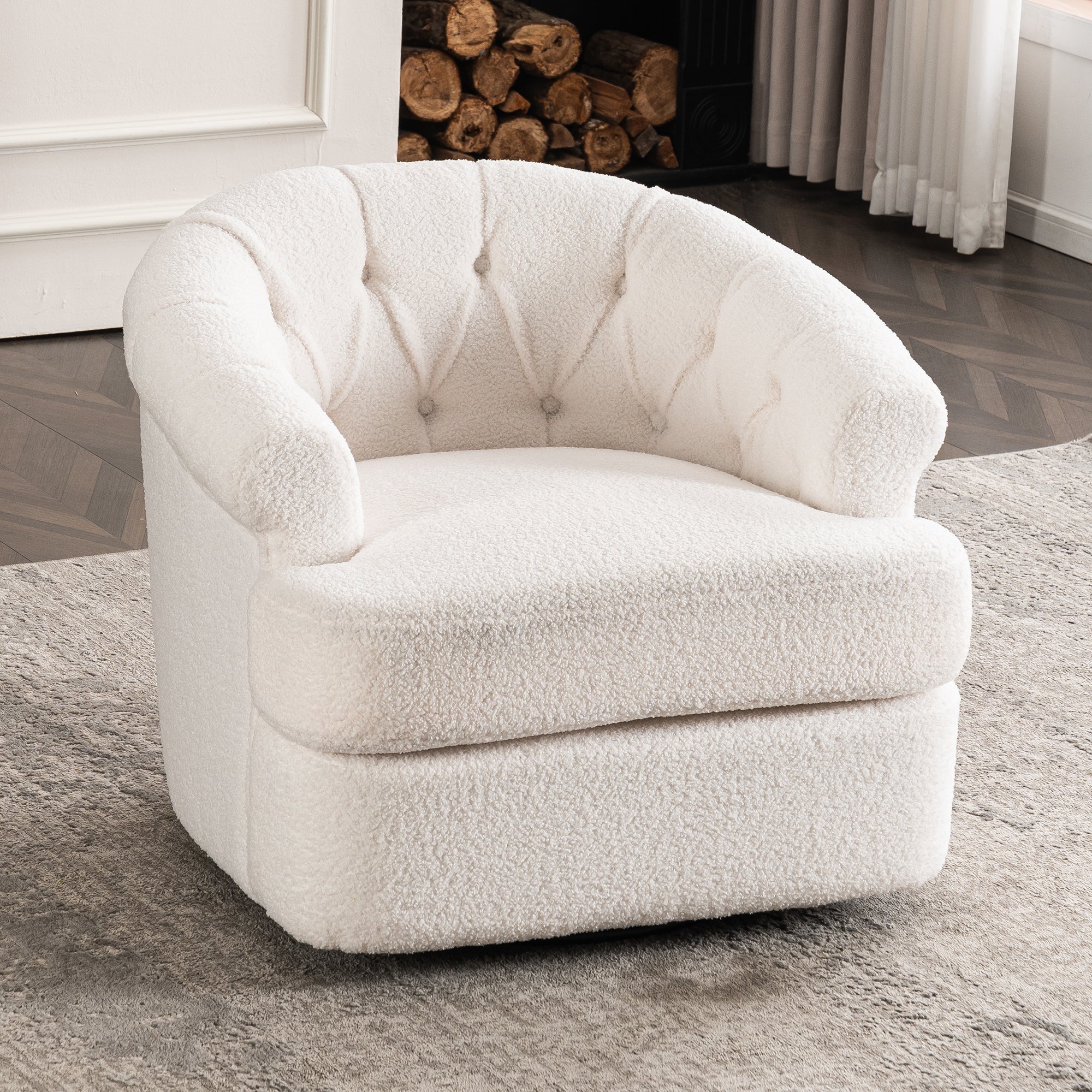 Swivel Barrel Chair with Ottoman