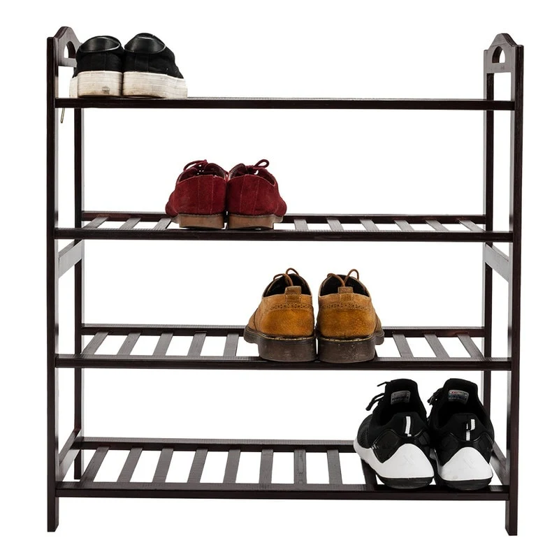 4-Tier Bamboo Shoe Rack Entryway Shoe Shelf Storage Organizer Brown
