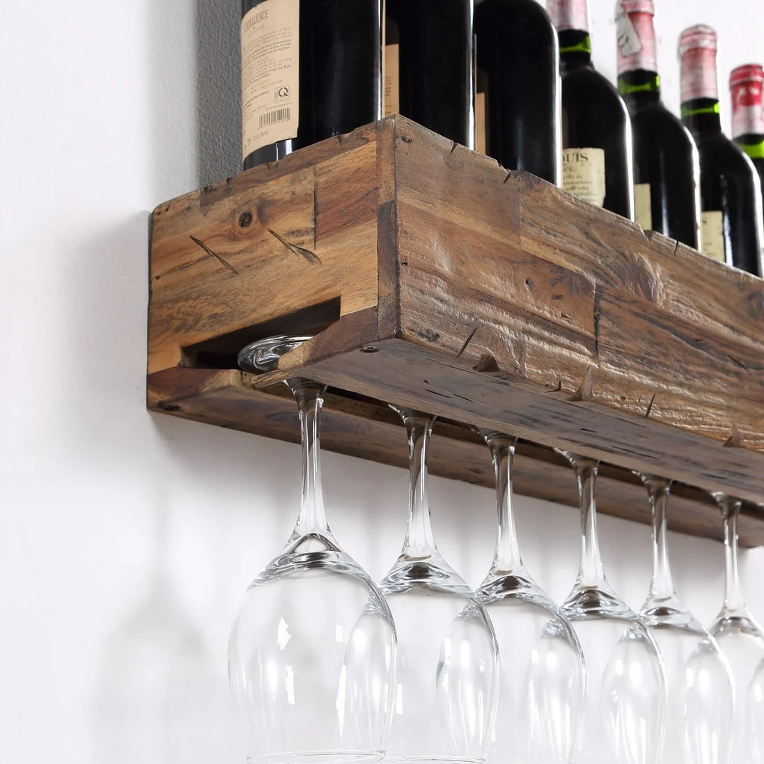 24 Inch Floating Wine Shelf With Glass Holder
