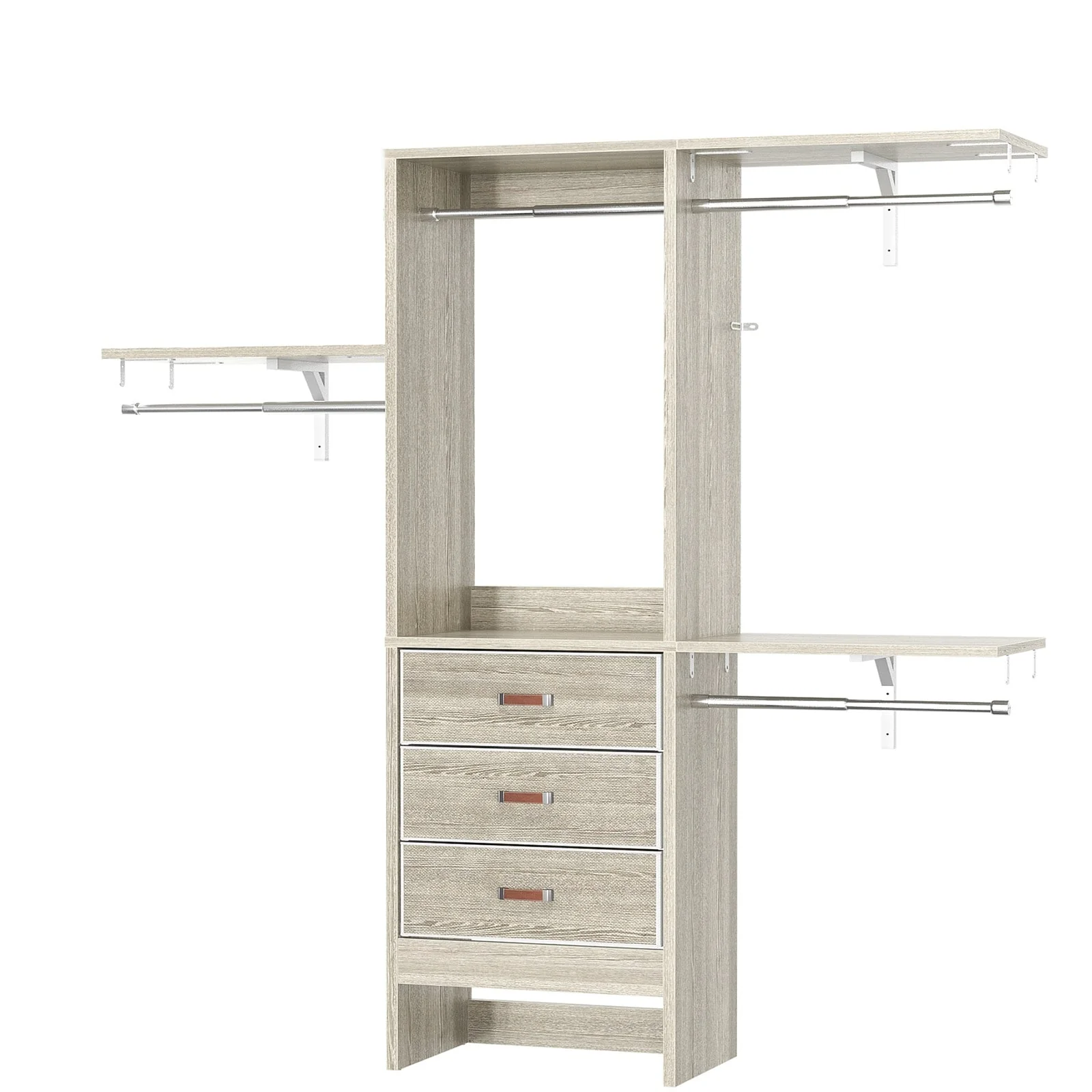 4FT Kid‘s Closet System with Fabric Drawers, DIY Closet Organizer with Adjustable Hanging Rods