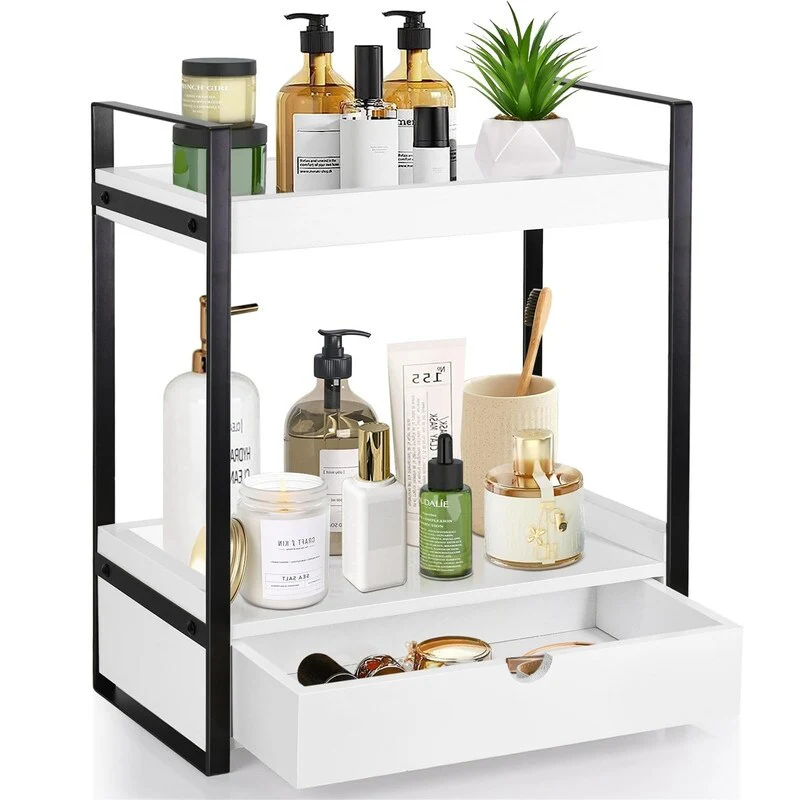 2-Tier Bathroom Organizer Countertop with Drawer - 6.9
