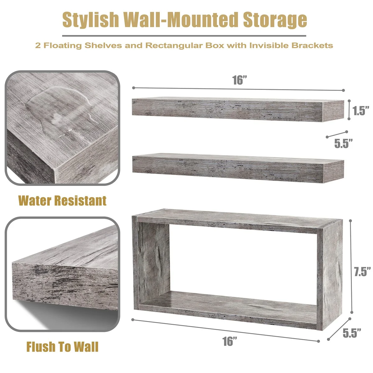 Sorbus Floating Shelves for Wall Set of 3 - 16