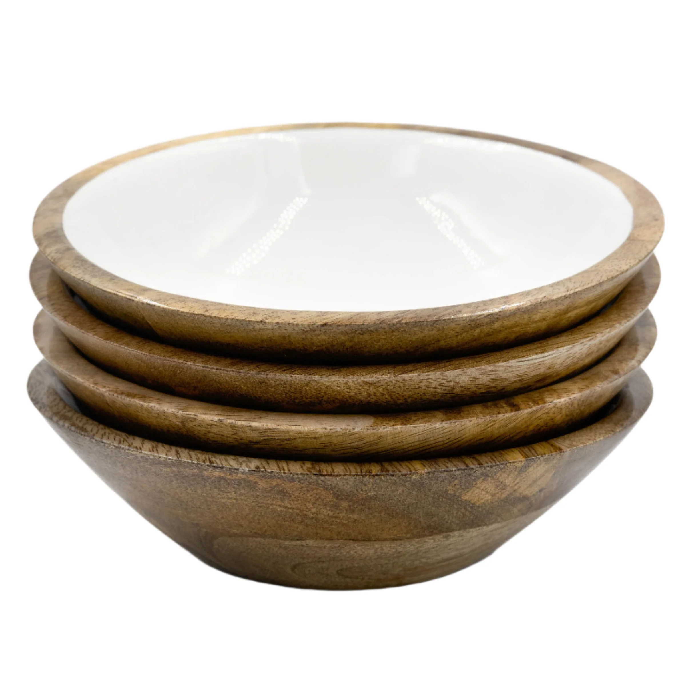 Jeanne Fitz Wood + White Collection Mango Wood, Set of 4 Serving Bowls, 7
